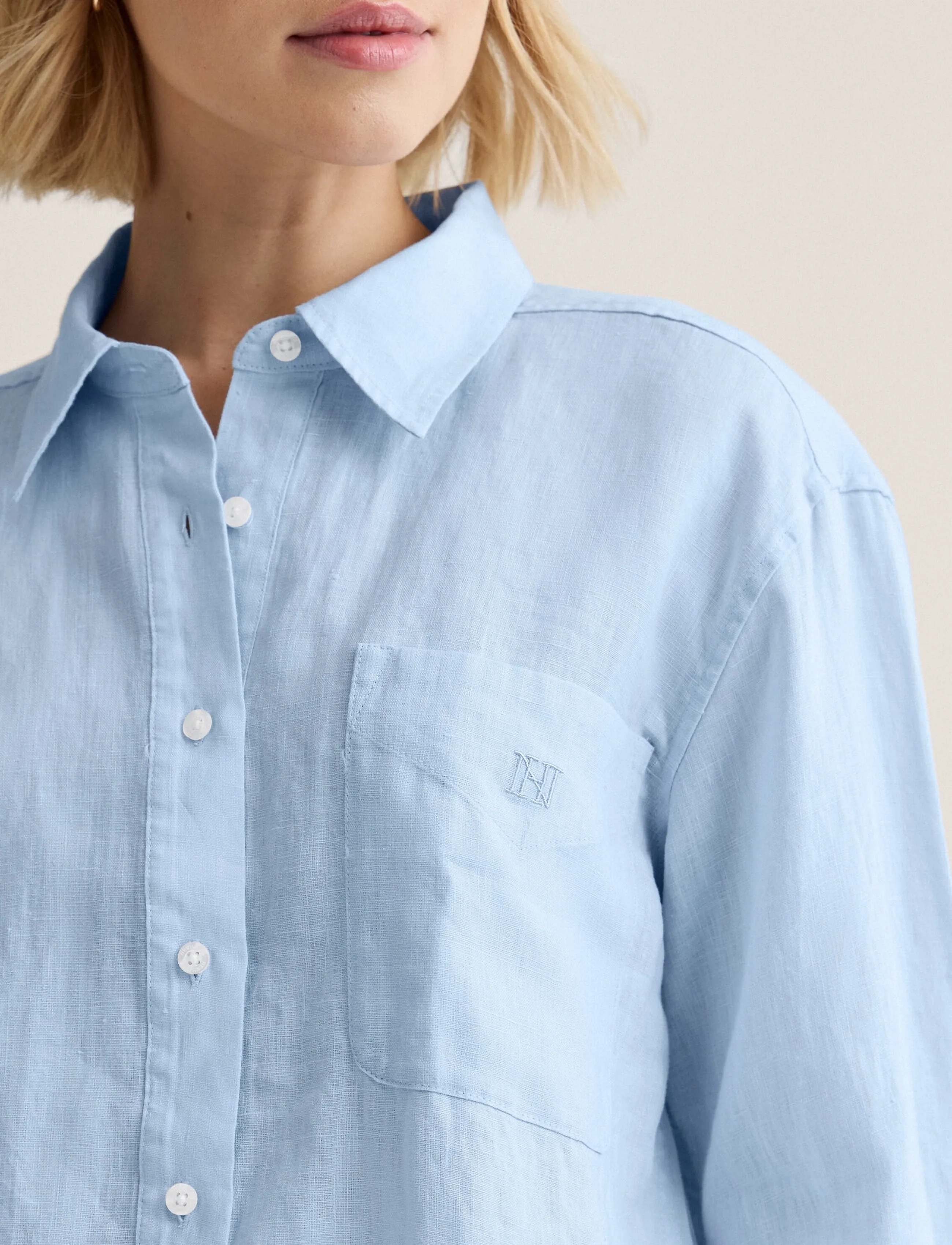 Newhouse - Rafaela linen shirt - linen shirts - light blue - 3