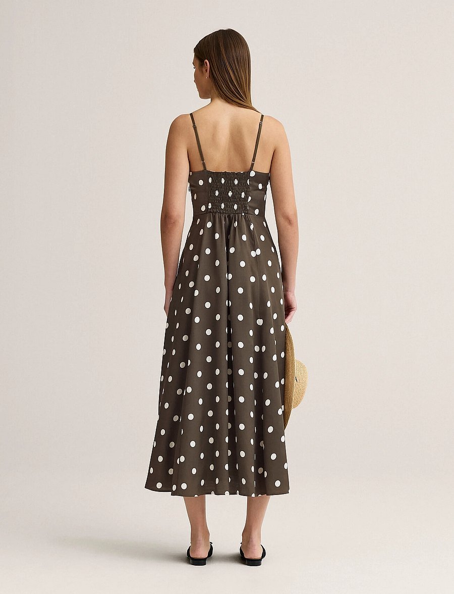 Newhouse - Beau Dot dress - sommerkjoler - brown - 2
