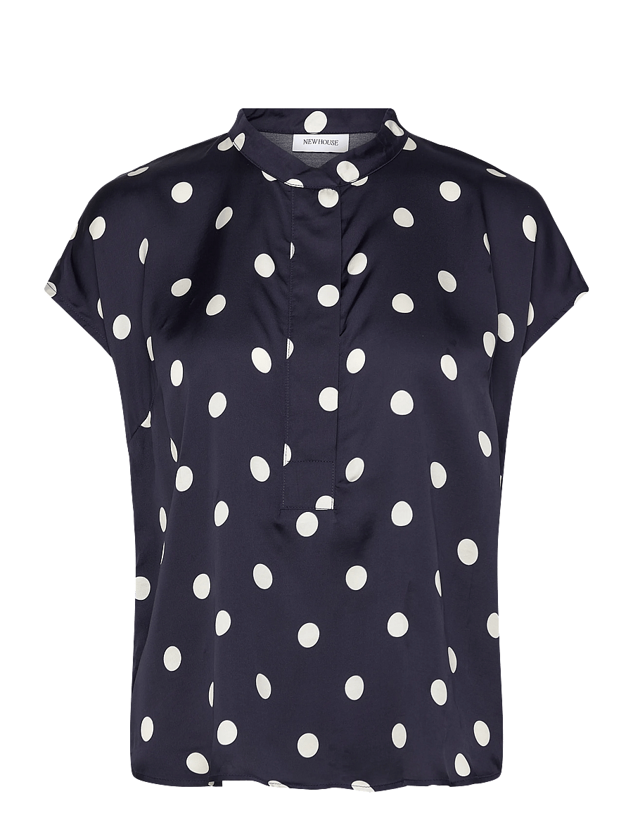 Newhouse - Jacqueline Dot Top - kortærmede bluser - navy - 1