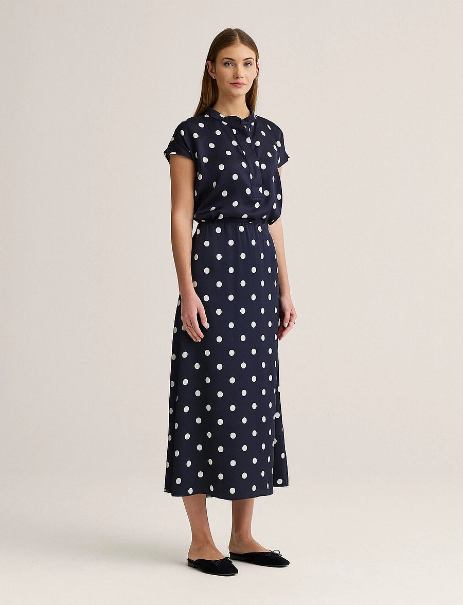 Newhouse - Jacqueline Dot Top - kortærmede bluser - navy - 0
