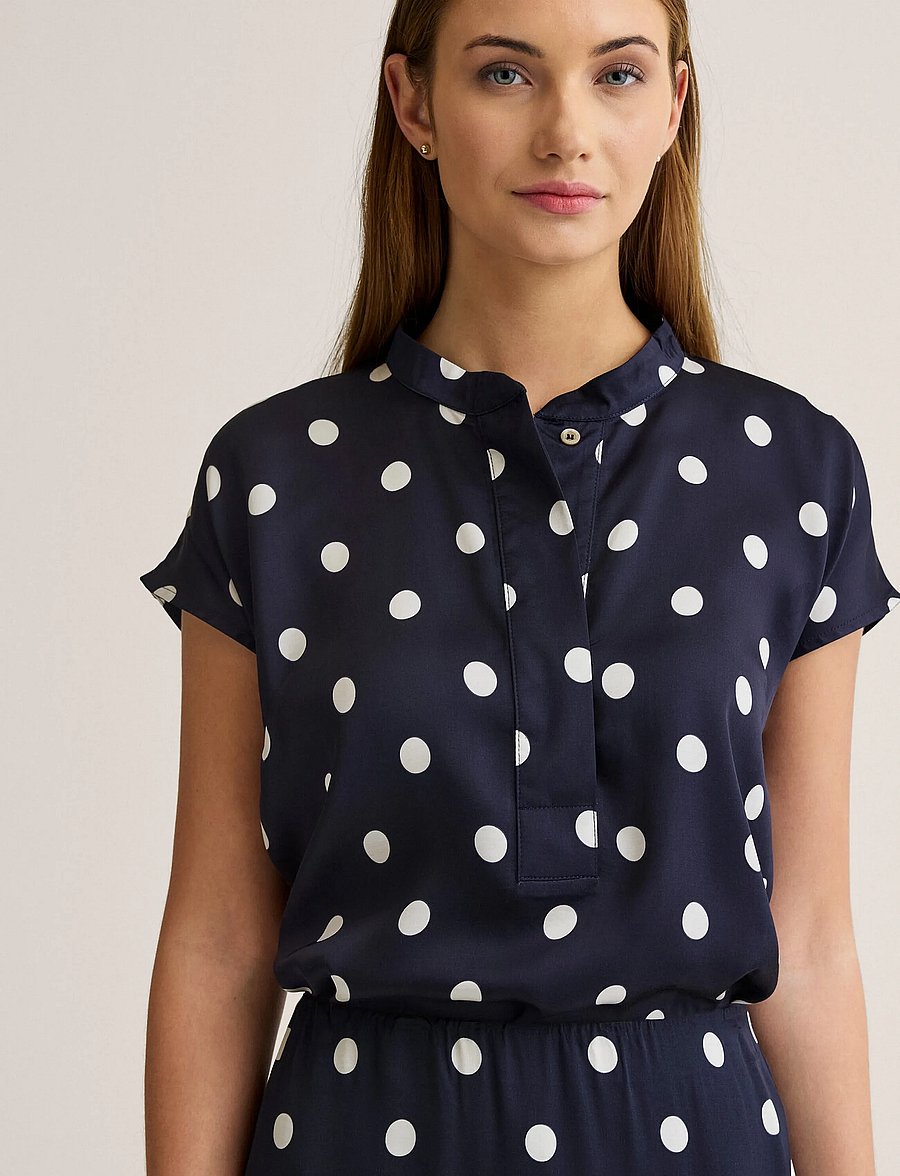 Newhouse - Jacqueline Dot Top - kortærmede bluser - navy - 4