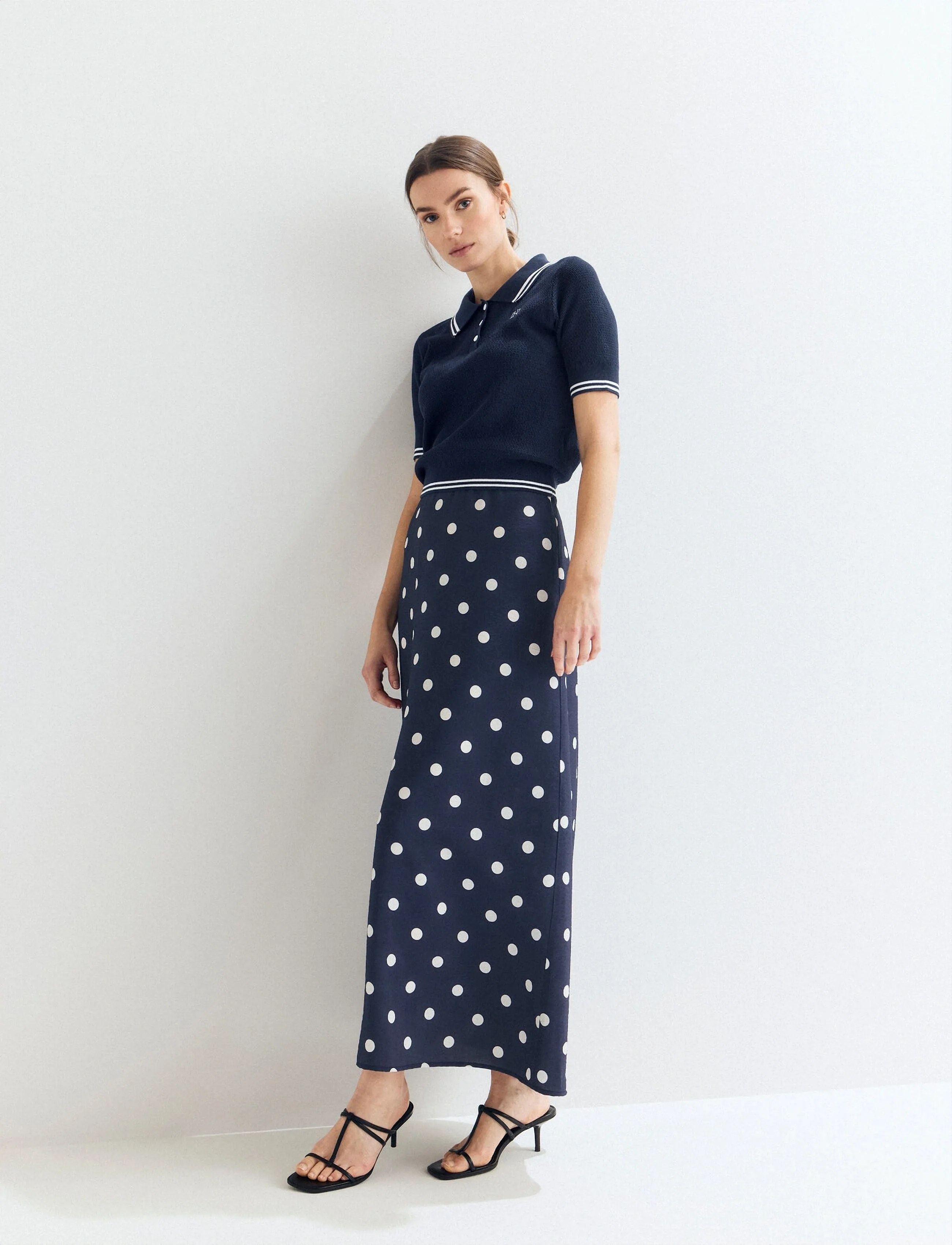 Newhouse Novalie Dot slip skirt - Seelikud - NAVY / navy