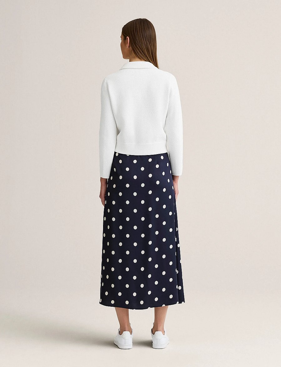 Newhouse - Novalie Dot slip skirt - midi kjolar - navy - 2