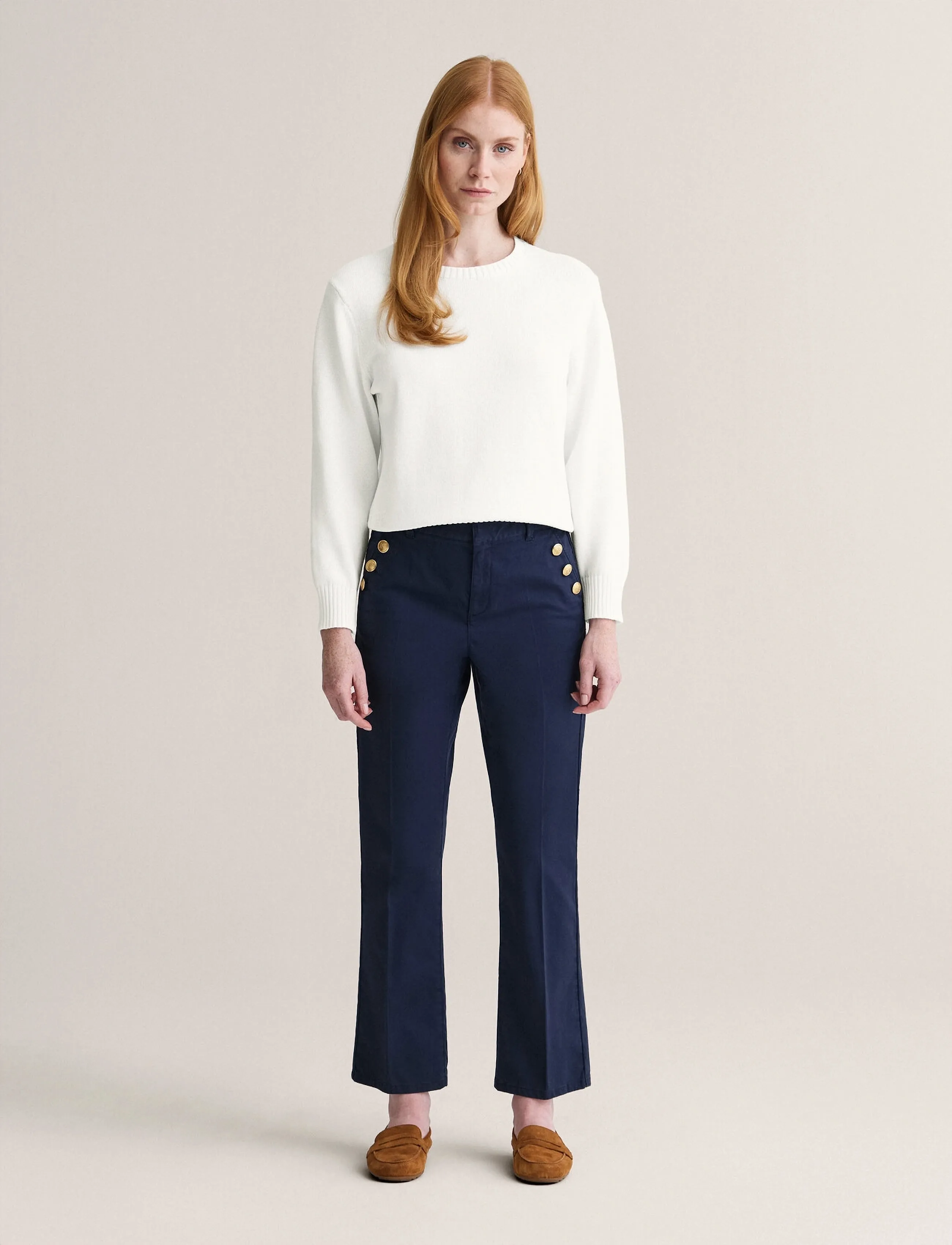 Newhouse Cecilia Maritime Trousers, Kvinder, Ankelkorte Maritime Bukser, Navy, Str: 40