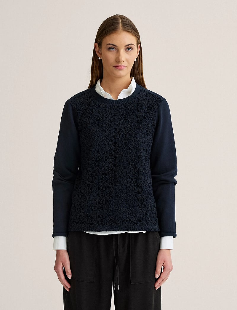 Newhouse - Junie Lace College Sweater - modetrends - navy - 0