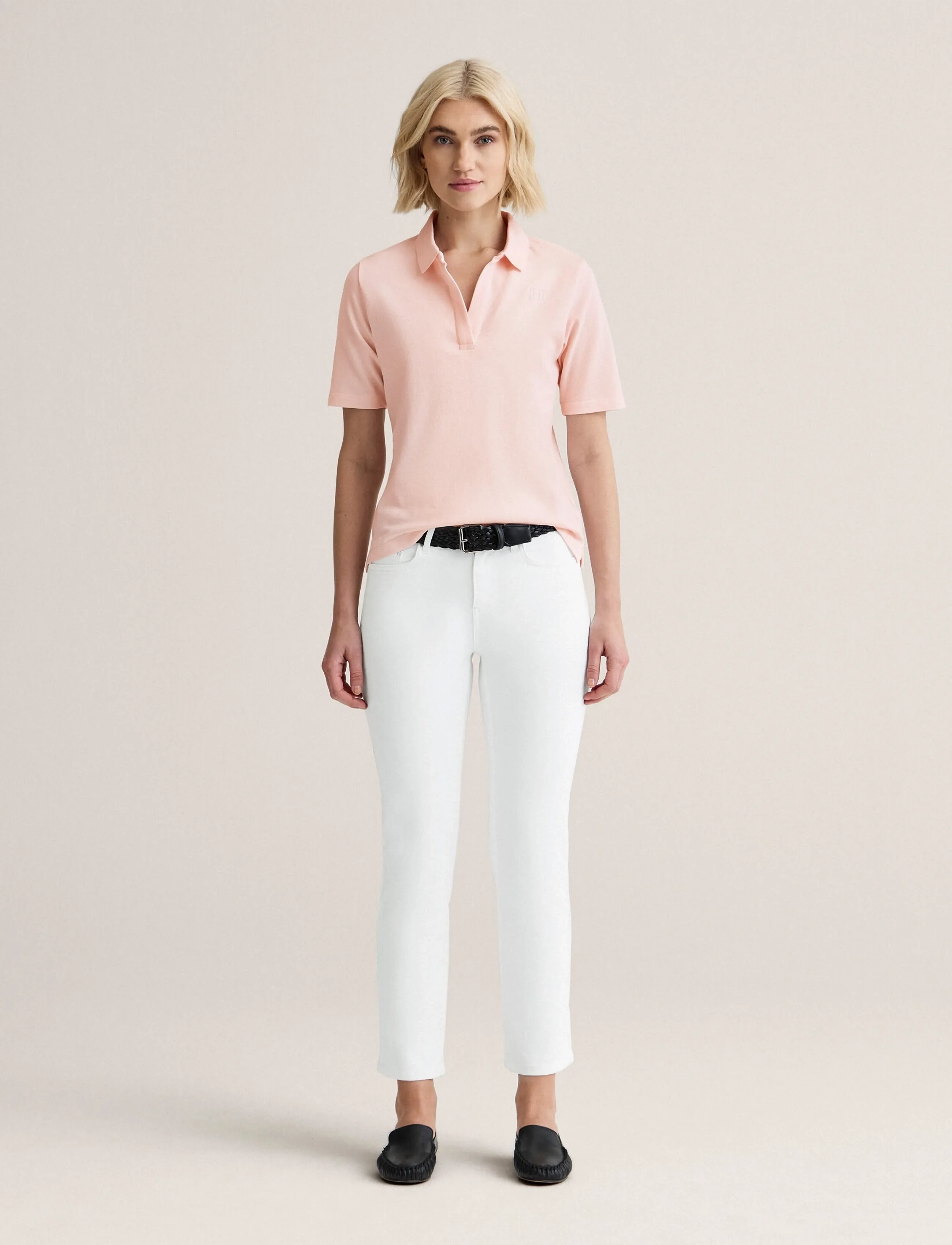 Newhouse Amber Piquét - T-shirts & Toppe - LIGHT PINK / pink/rose