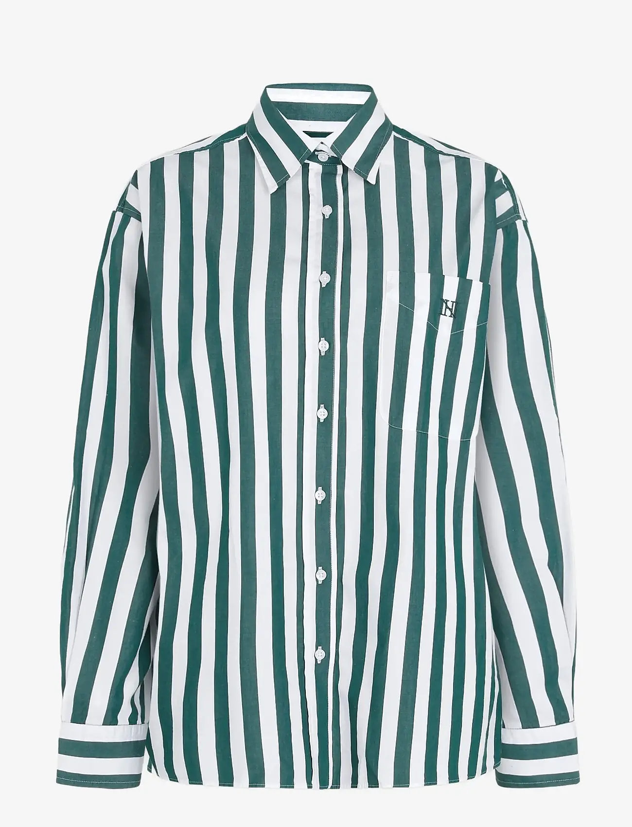 Newhouse - Rafaela Bold Streaks Shirt - langärmlige hemden - newhouse green - 1