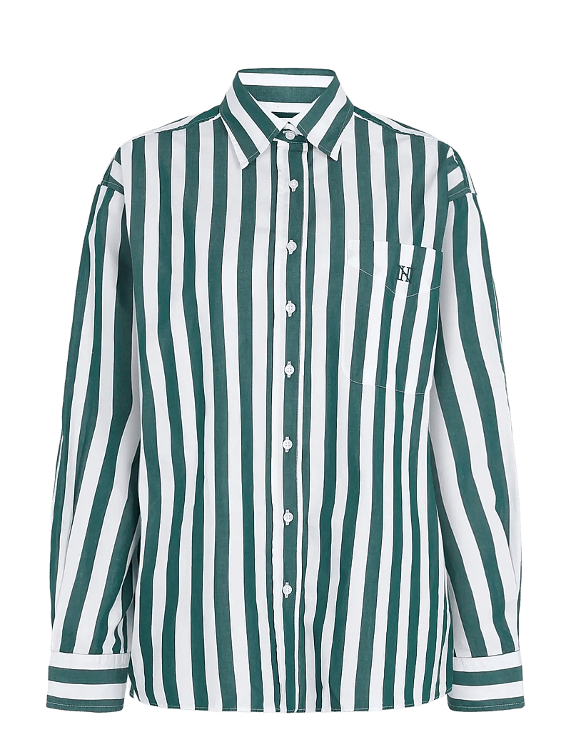 Newhouse - Rafaela Bold Streaks Shirt - langärmlige hemden - newhouse green - 1