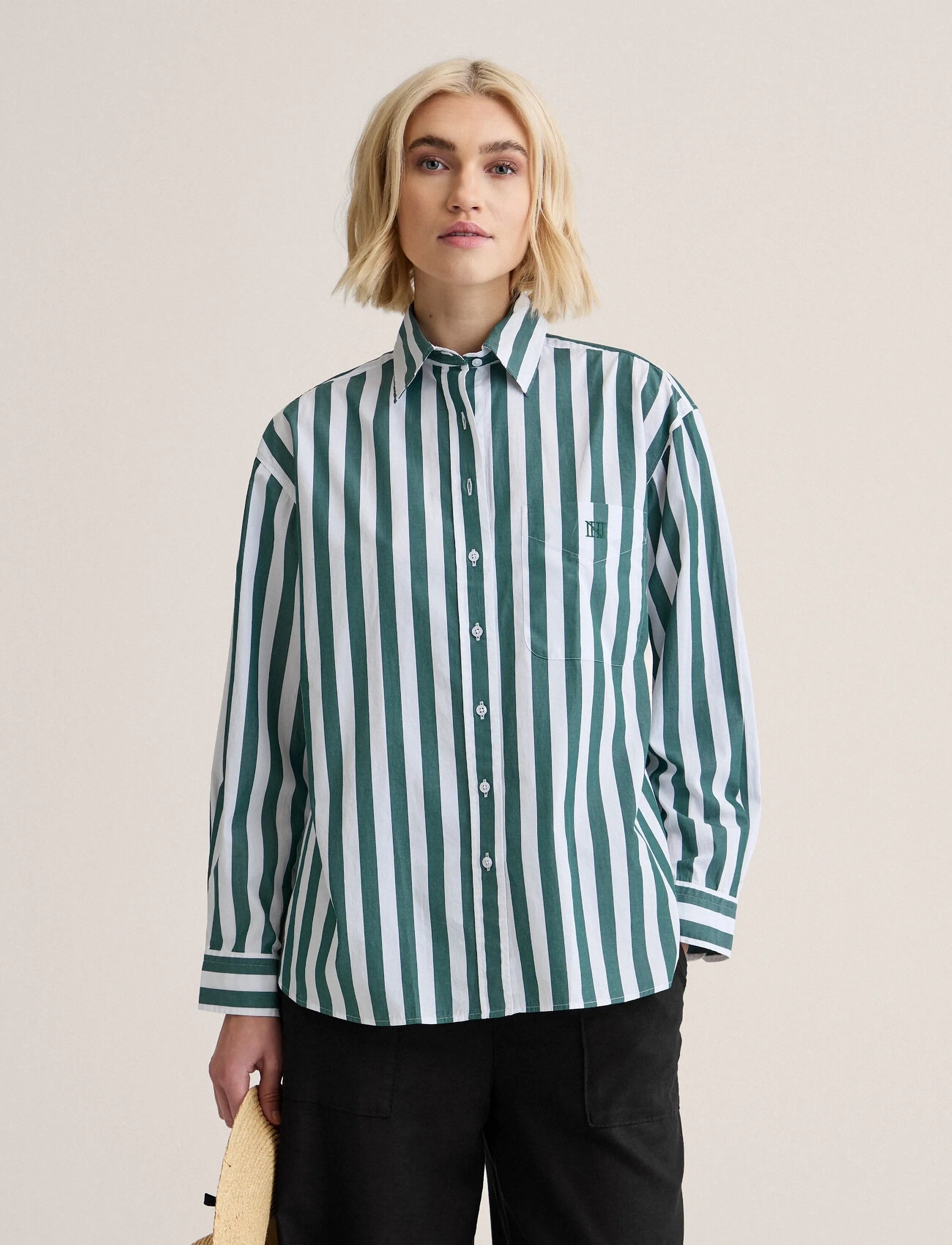 Newhouse Rafaela Bold Streaks Shirt - Särgid - NEWHOUSE GREEN / green