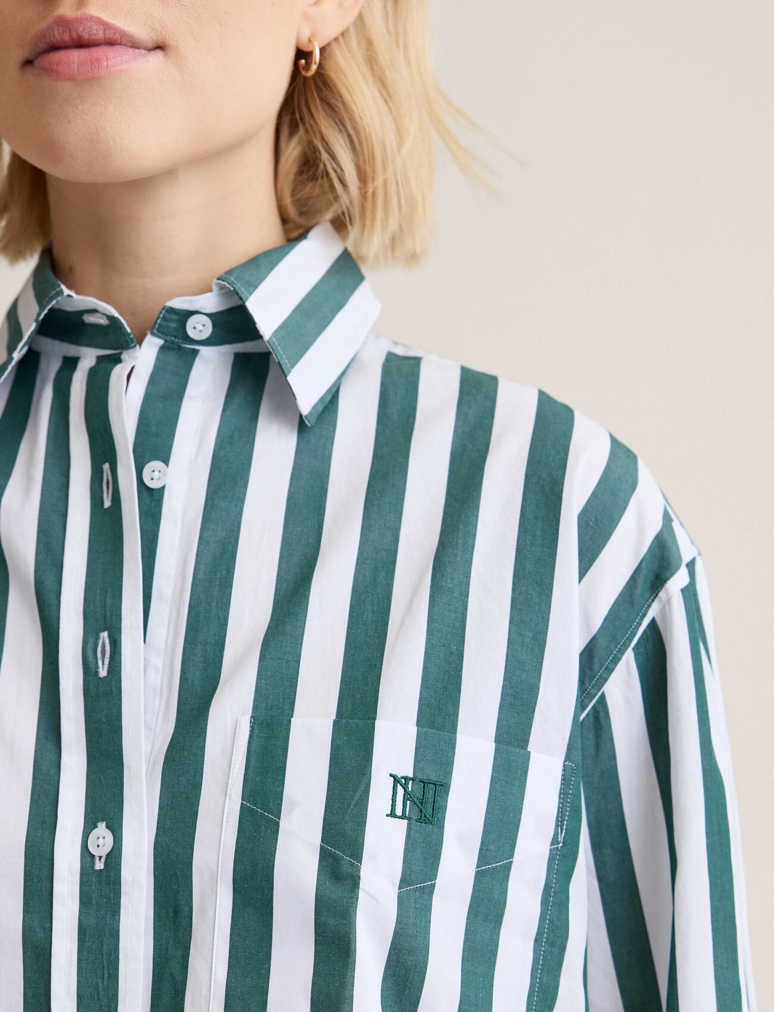 Newhouse - Rafaela Bold Streaks Shirt - langærmede skjorter - newhouse green - 3