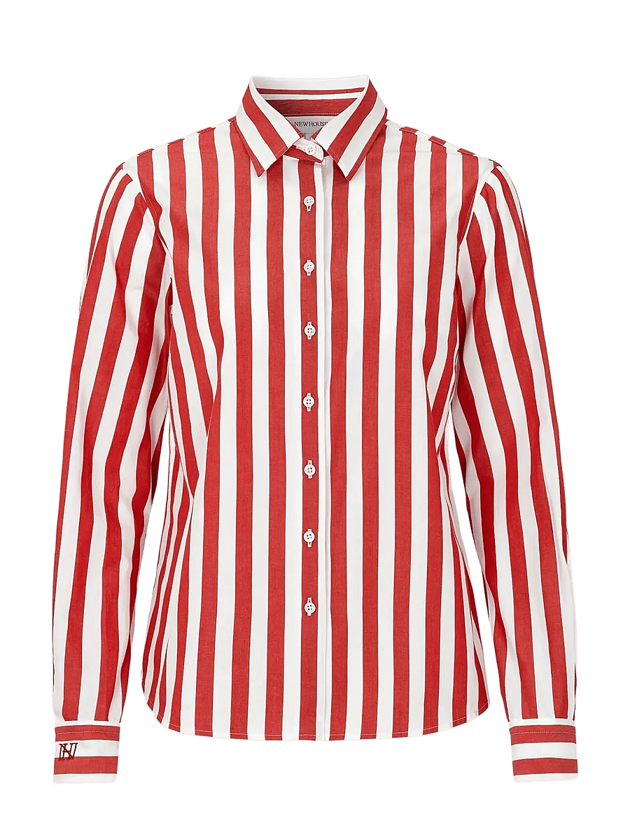 Newhouse - Linnéa Bold Streaks shirt - long-sleeved shirts - red - 1