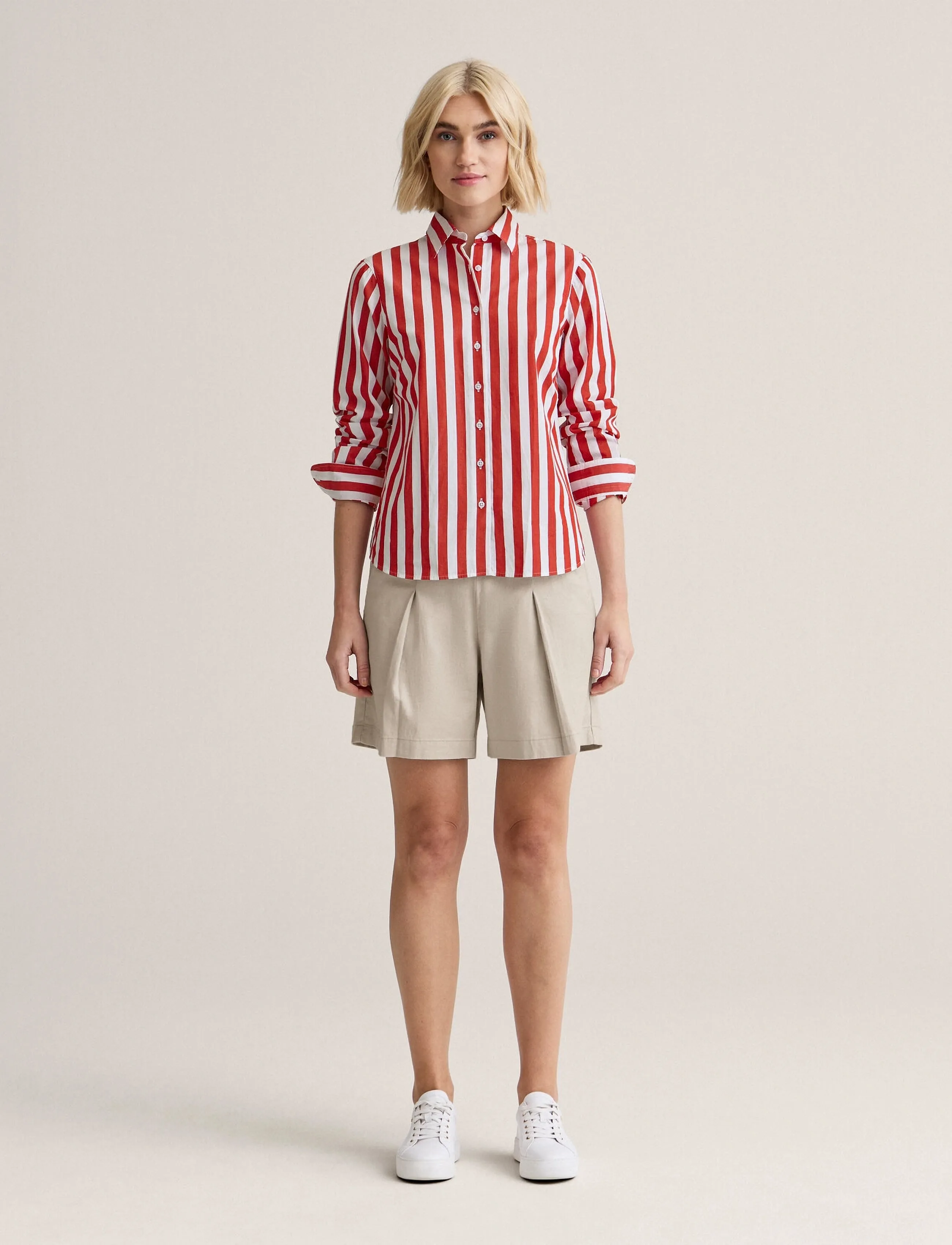 Newhouse Linnéa Bold Streaks Shirt, 42, Shirts, Rot - Long-sleeved, Frauen
