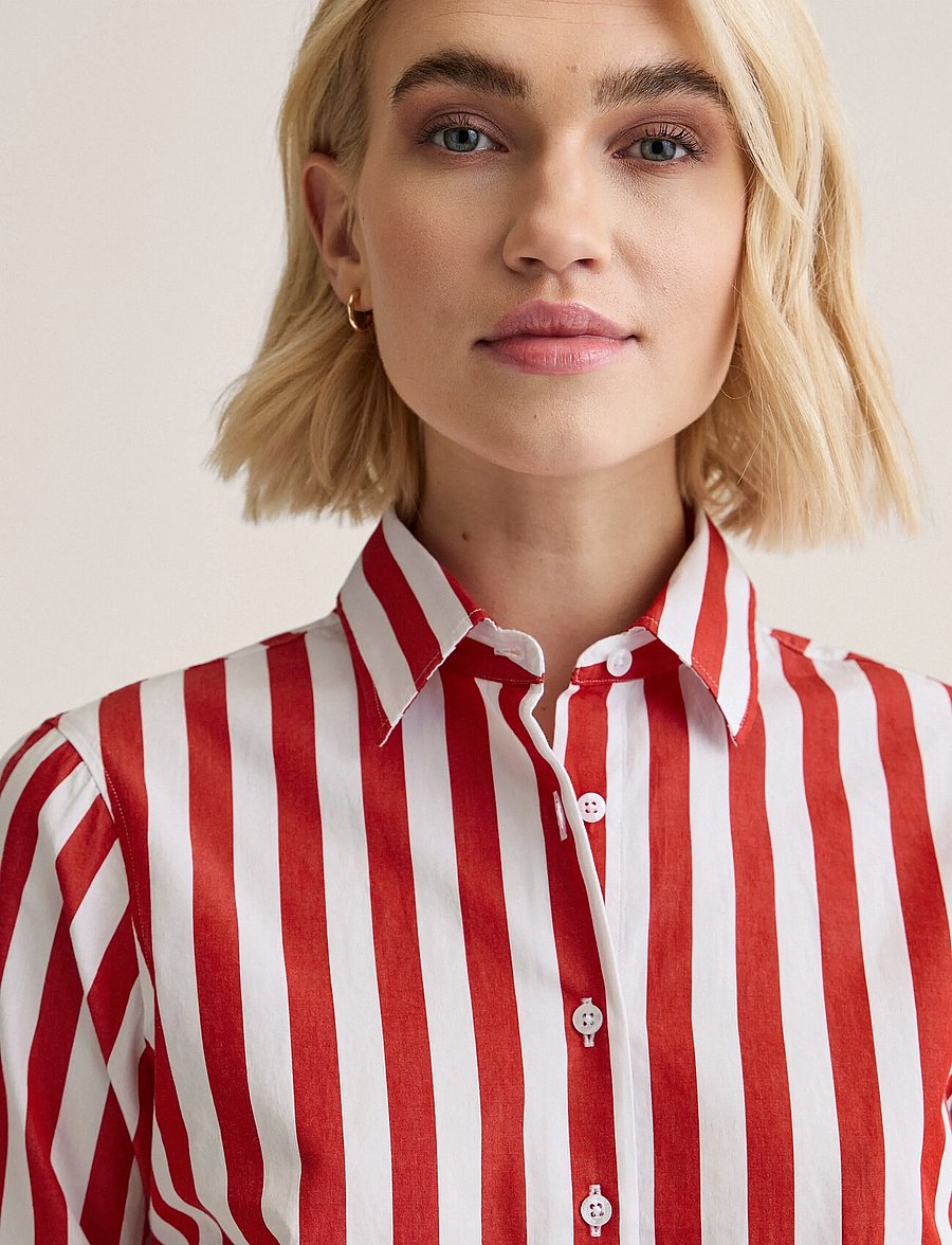 Newhouse - Linnéa Bold Streaks shirt - long-sleeved shirts - red - 3