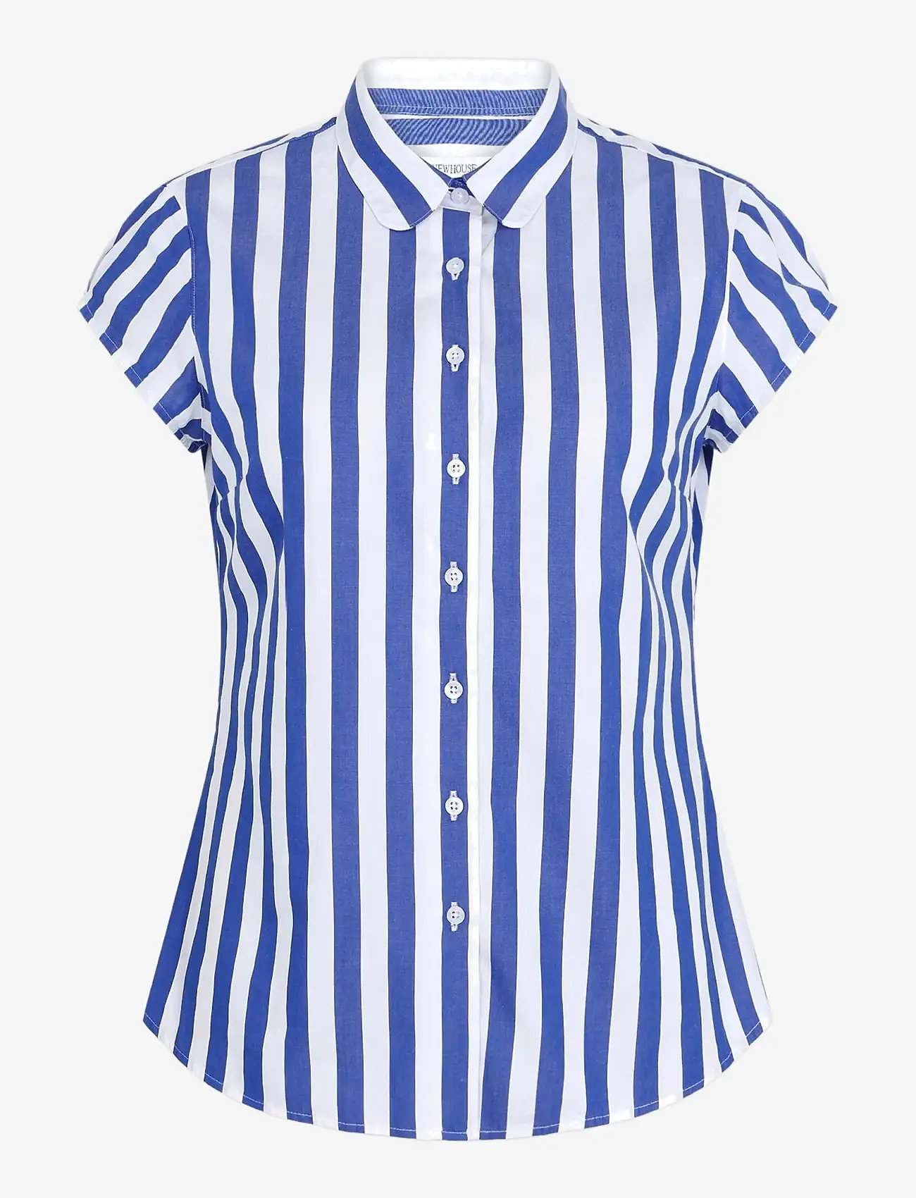 Newhouse - Vera Bold Streaks shirt - short-sleeved shirts - royal blue - 1