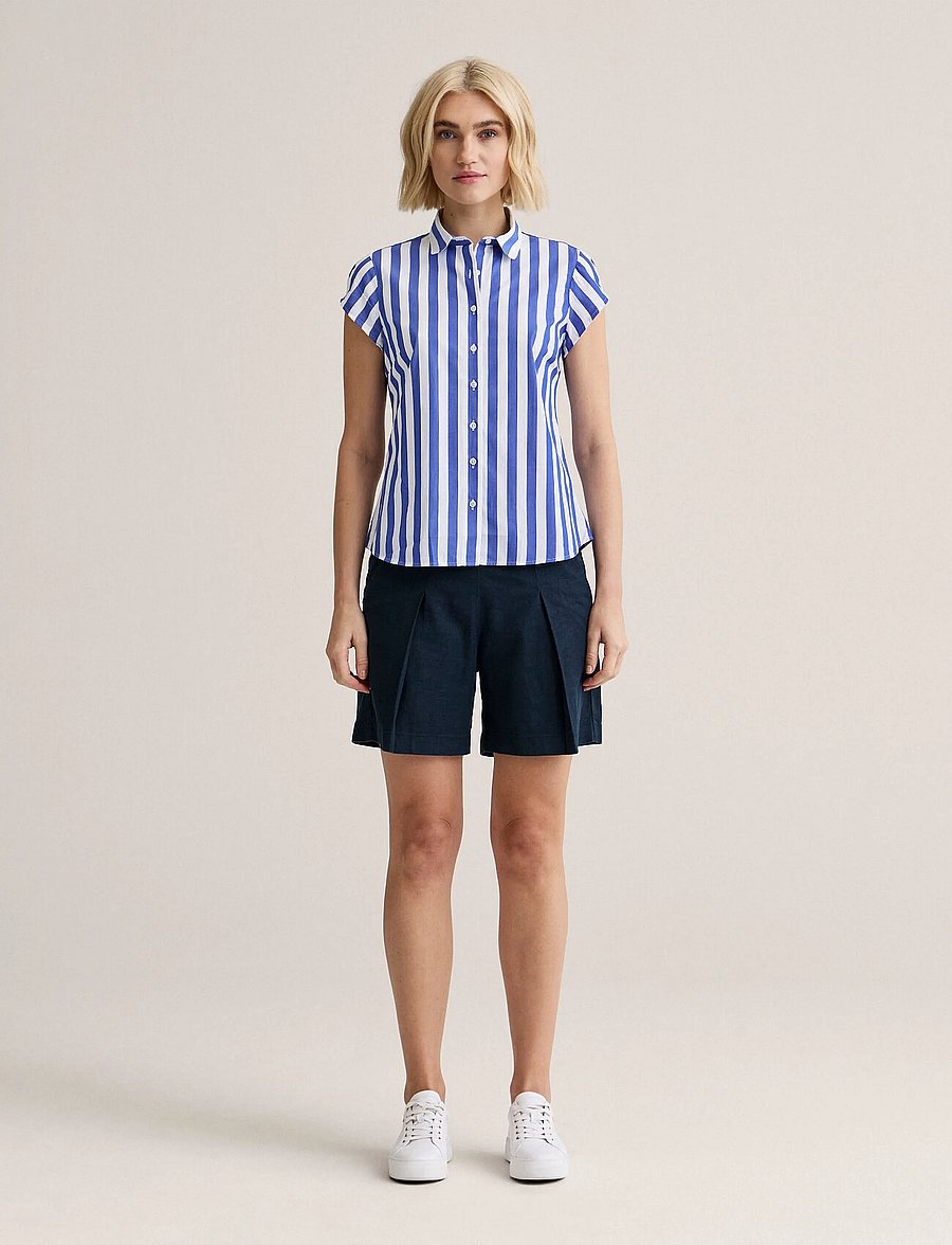 Newhouse - Vera Bold Streaks shirt - kurzärmlige hemden - royal blue - 0