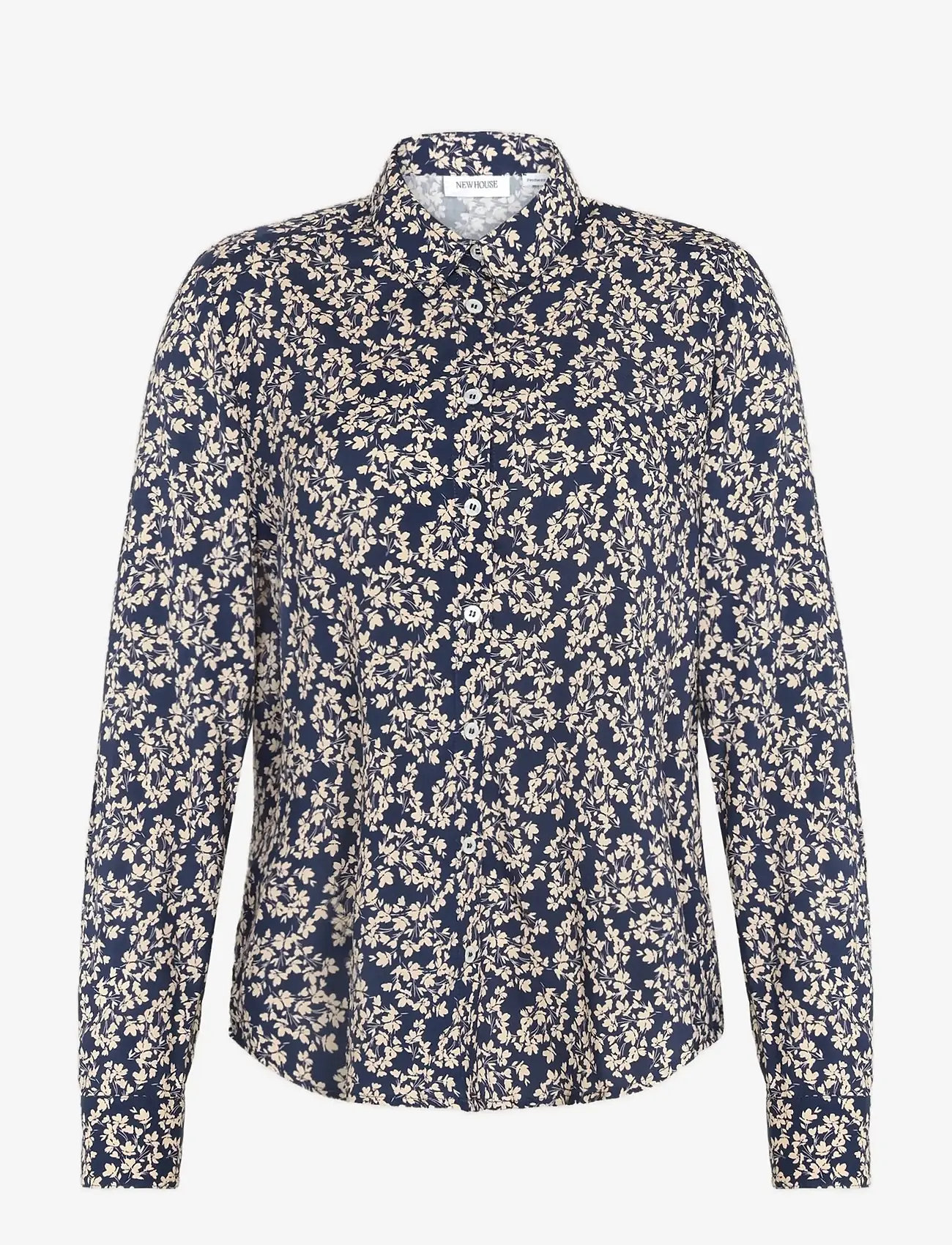 Newhouse - Lina miniflora shirt - langærmede skjorter - navy - 1