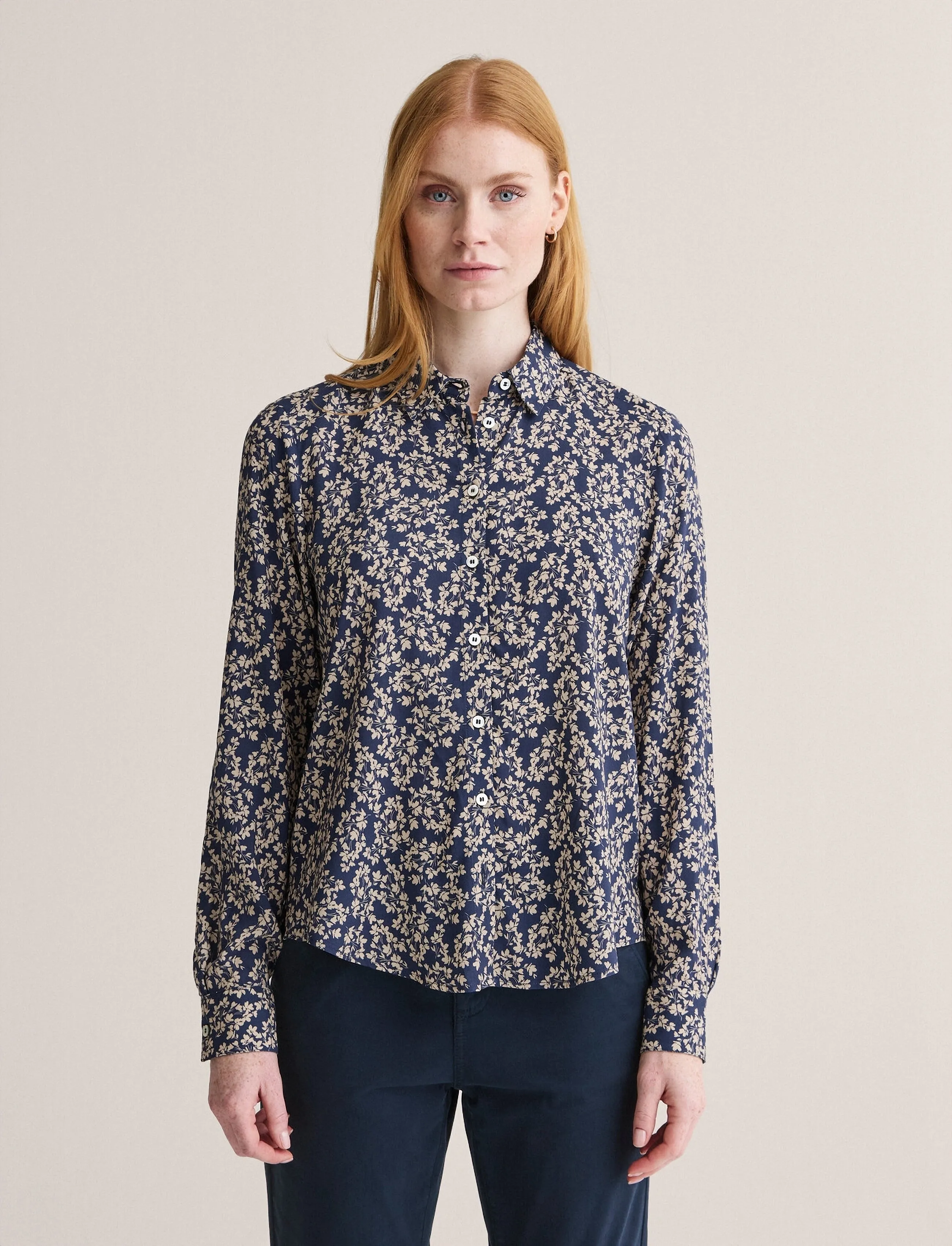 Newhouse Lina miniflora shirt - Shirts - NAVY / navy
