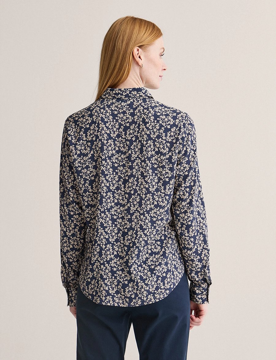 Newhouse - Lina miniflora shirt - langærmede skjorter - navy - 2