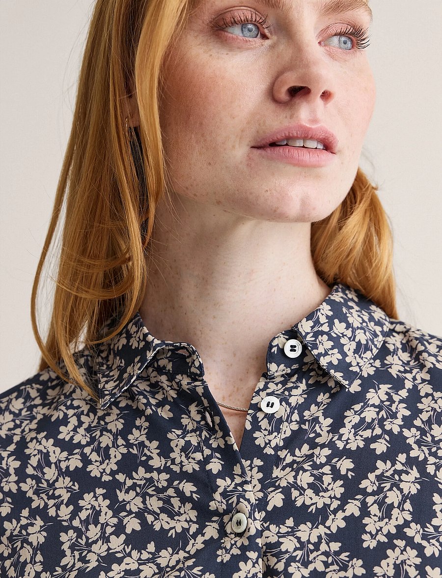 Newhouse - Lina miniflora shirt - langærmede skjorter - navy - 3