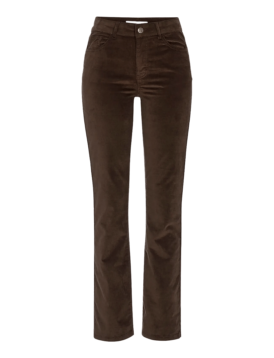 Newhouse - Nora long Velvet Trousers - corduroy pants - chocolate - 1