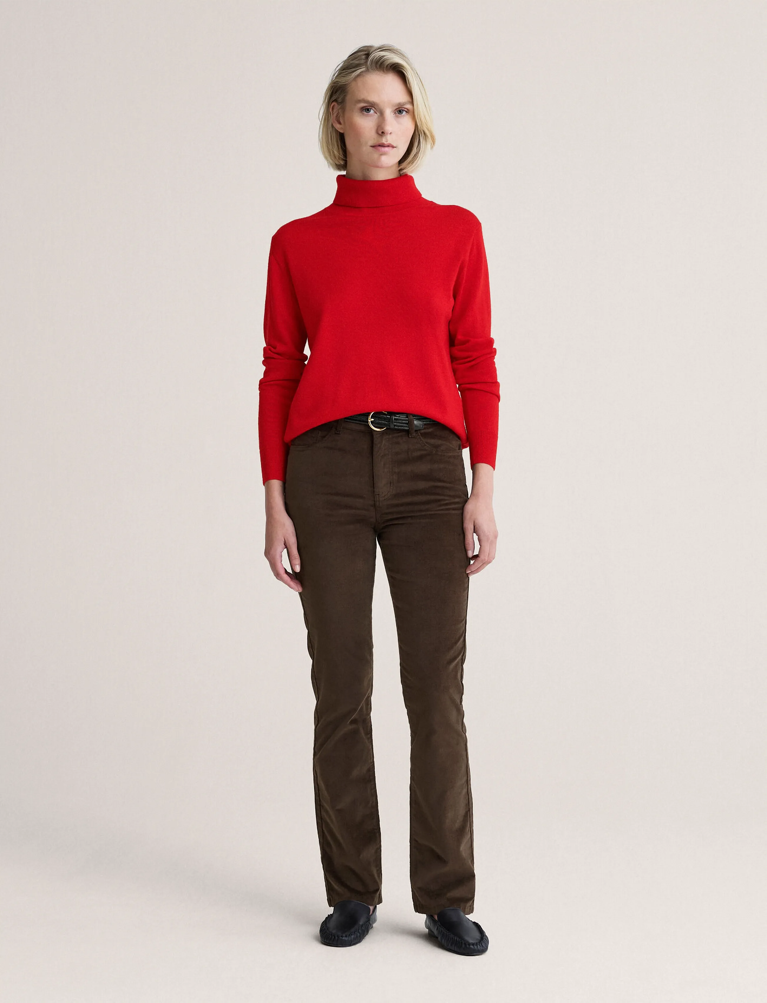 Newhouse Nora long Velvet Trousers - Kleidung - CHOCOLATE / brown