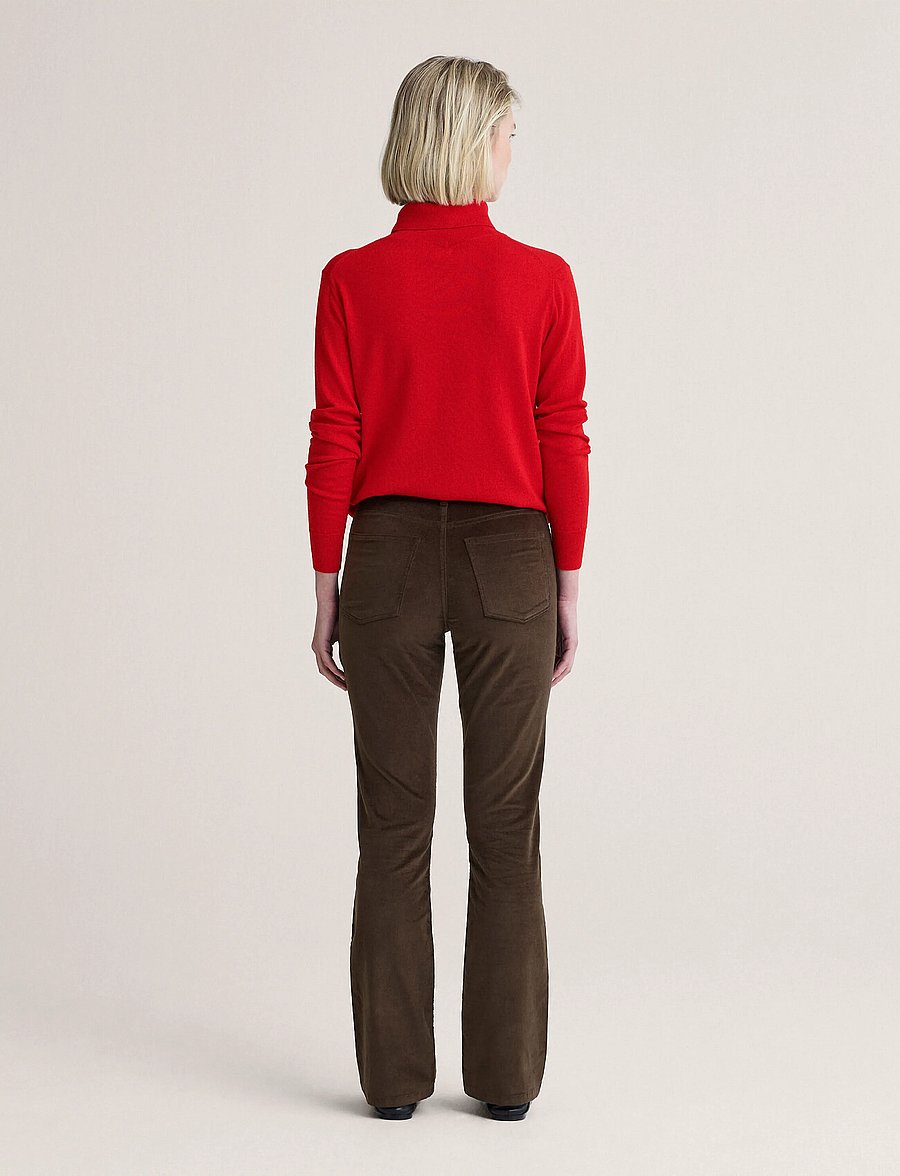 Newhouse - Nora long Velvet Trousers - corduroy pants - chocolate - 2