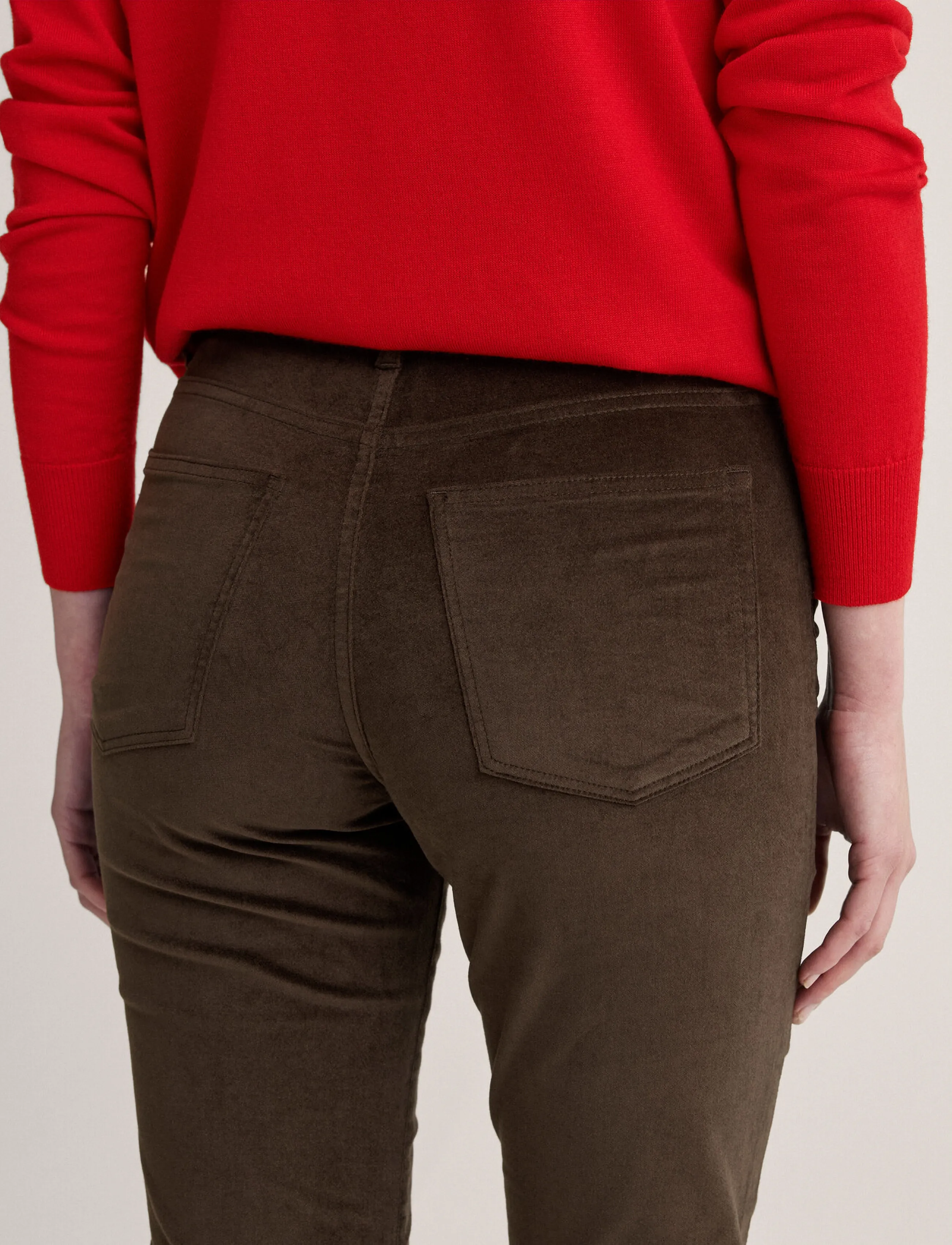 Newhouse - Nora long Velvet Trousers - manchesterbyxor - chocolate - 3