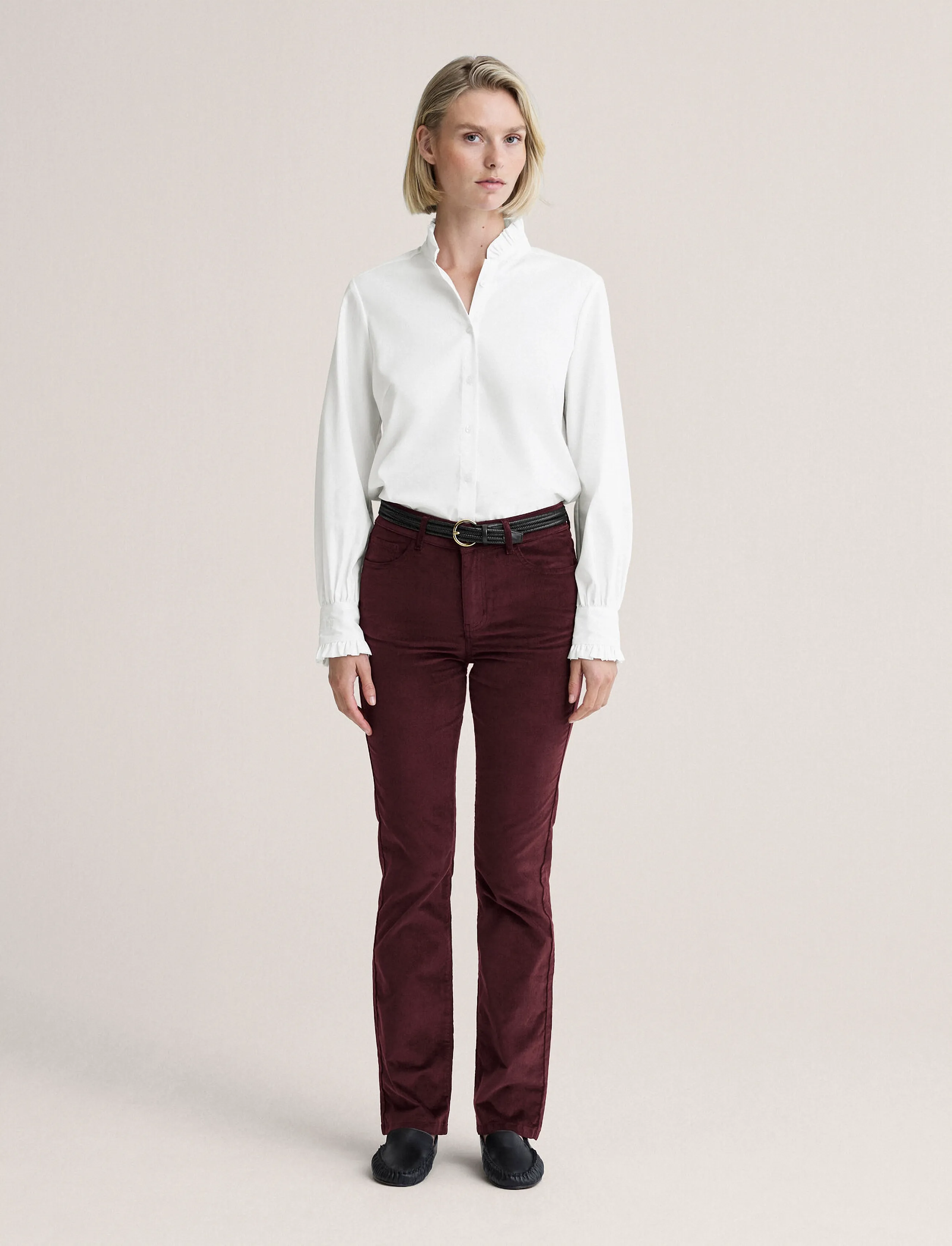 Newhouse Nora Long Velvet Trousers, Kvinder, Fløjlsbukser, Brun, Str: 36