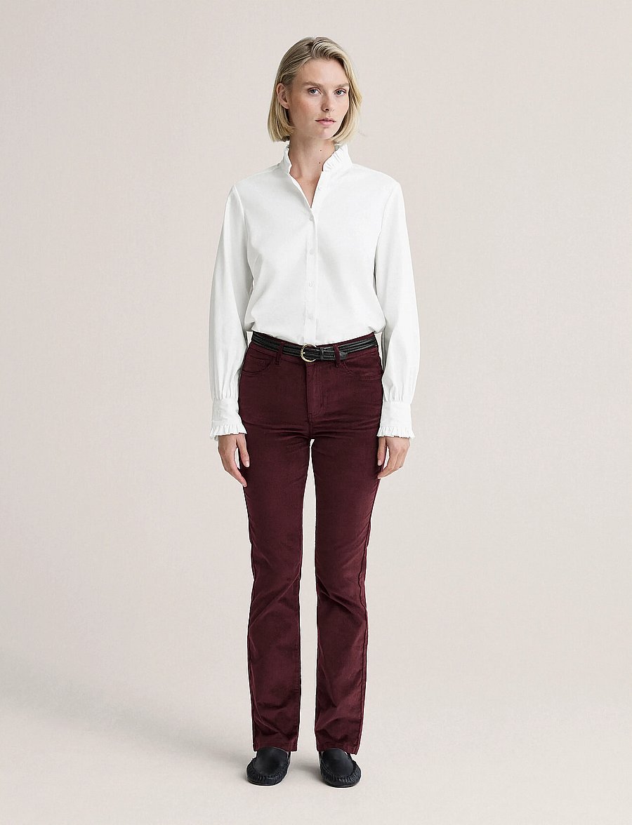 Newhouse - Nora long Velvet Trousers - velvetpüksid - dark burgundy - 0