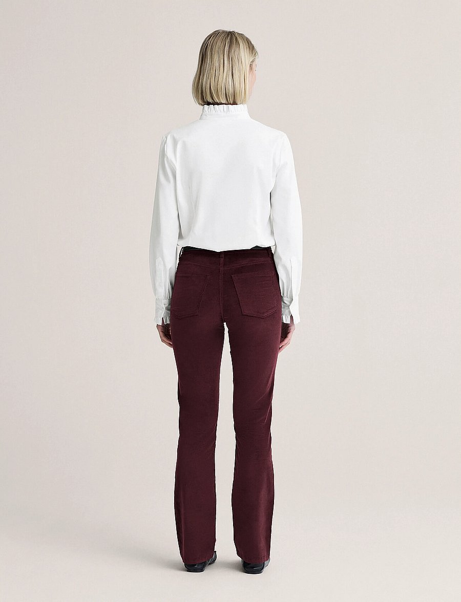 Newhouse - Nora long Velvet Trousers - velvetpüksid - dark burgundy - 3