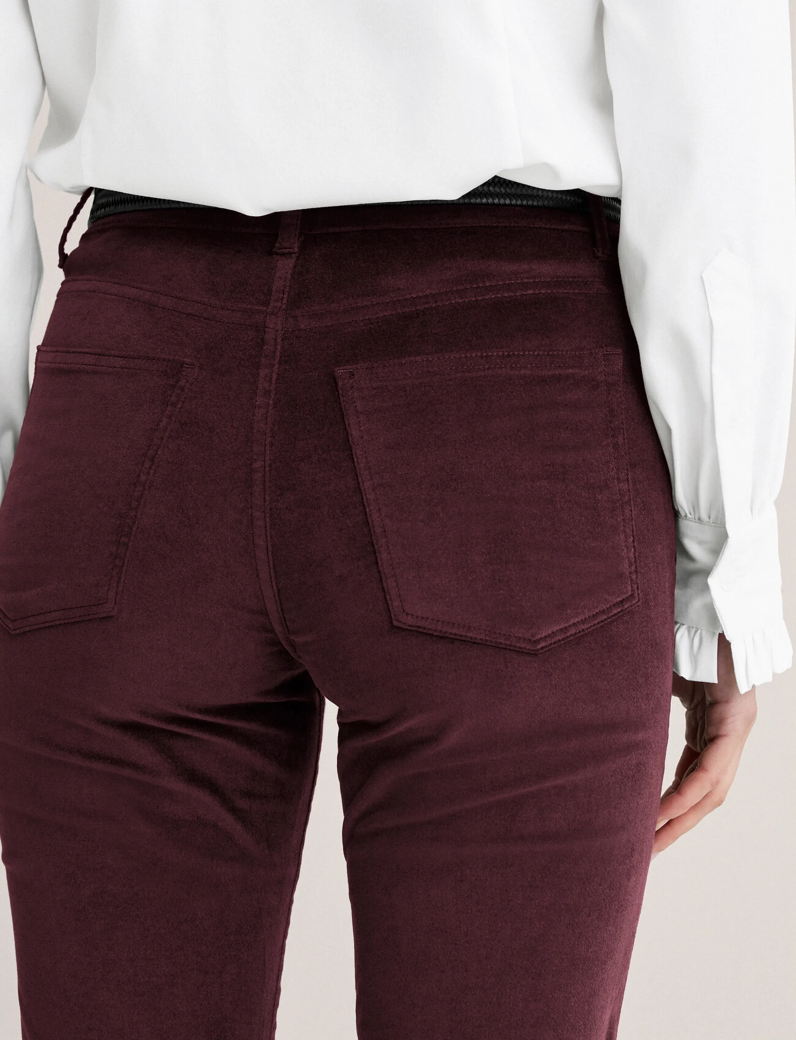 Newhouse - Nora long Velvet Trousers - autumn savings - dark burgundy - 3