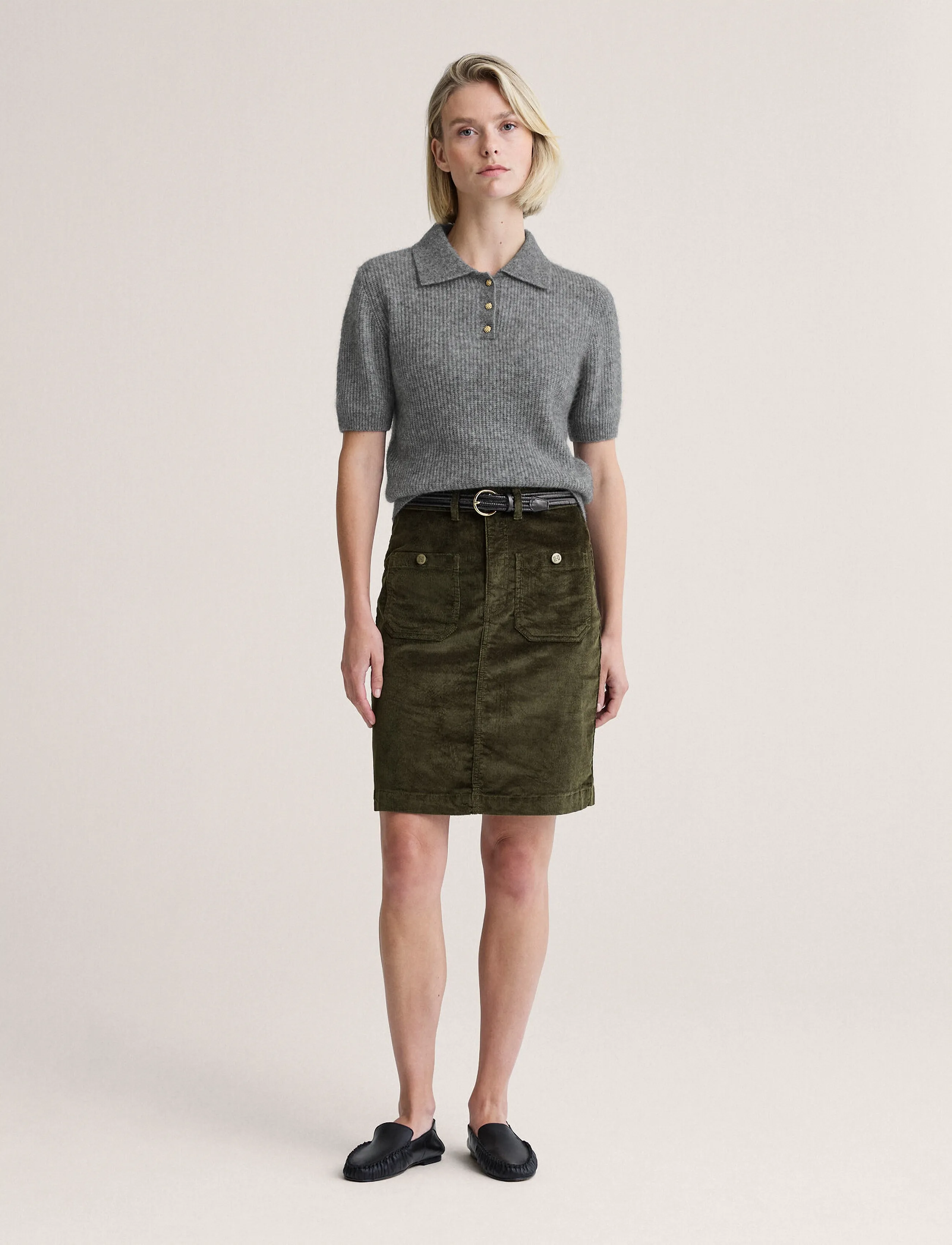 Newhouse - Carmela Cord Skirt - herbstersparnisse - hunter's green - 0