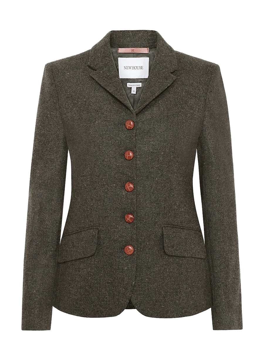 Newhouse - Blythe Tweed Blazer - enkeltradede blazere - olive - 1