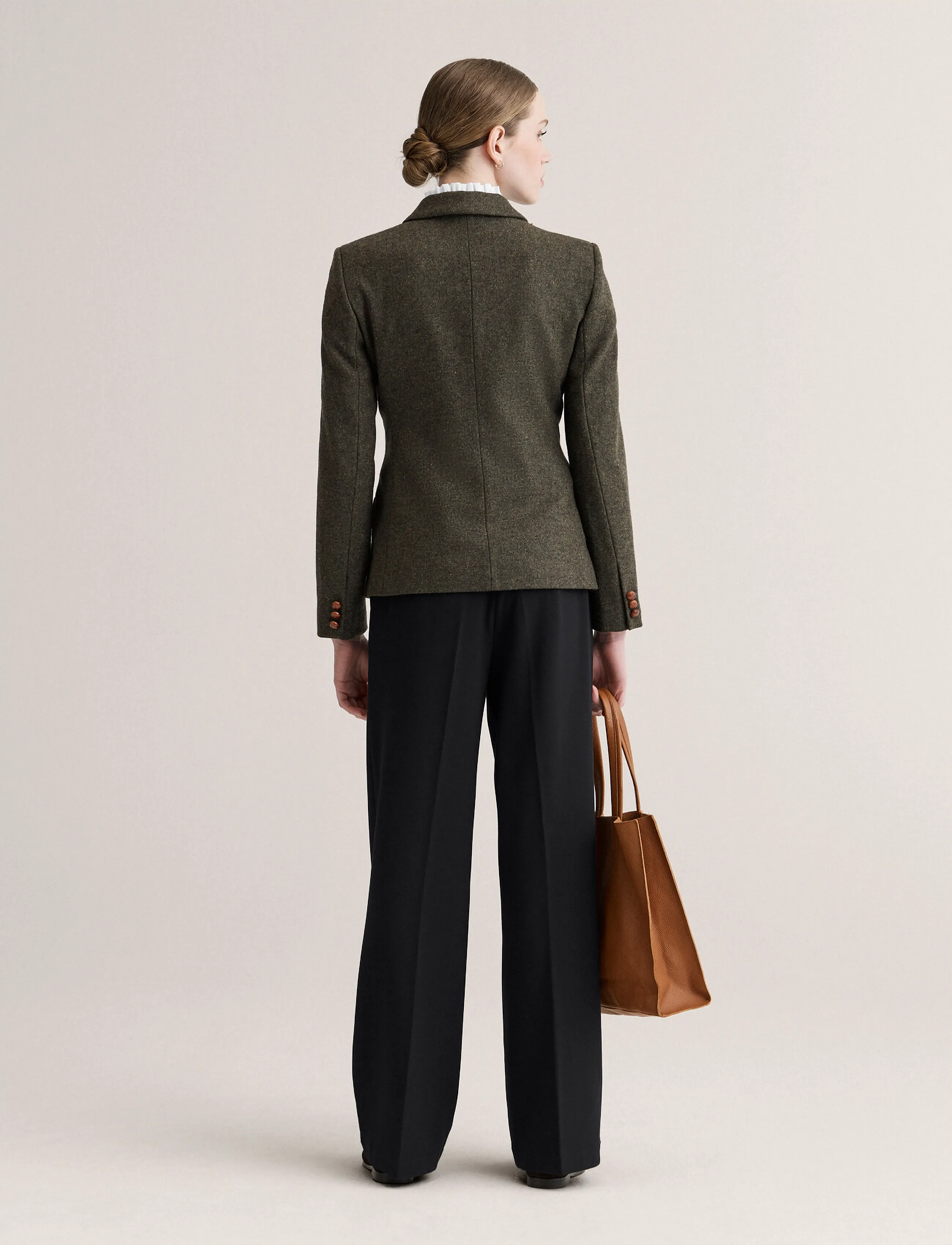 Newhouse - Blythe Tweed Blazer - enkeltradede blazere - olive - 2