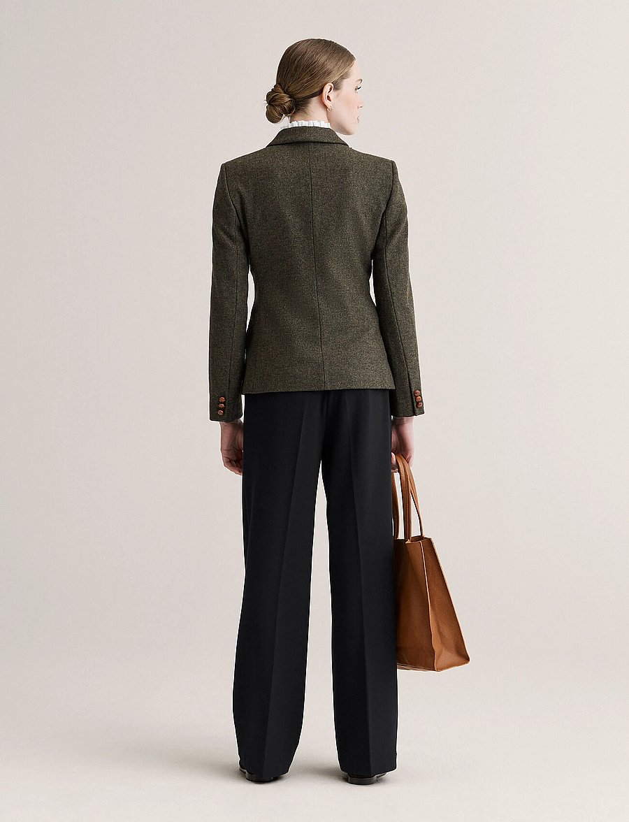 Newhouse - Blythe Tweed Blazer - enkeltradede blazere - olive - 2