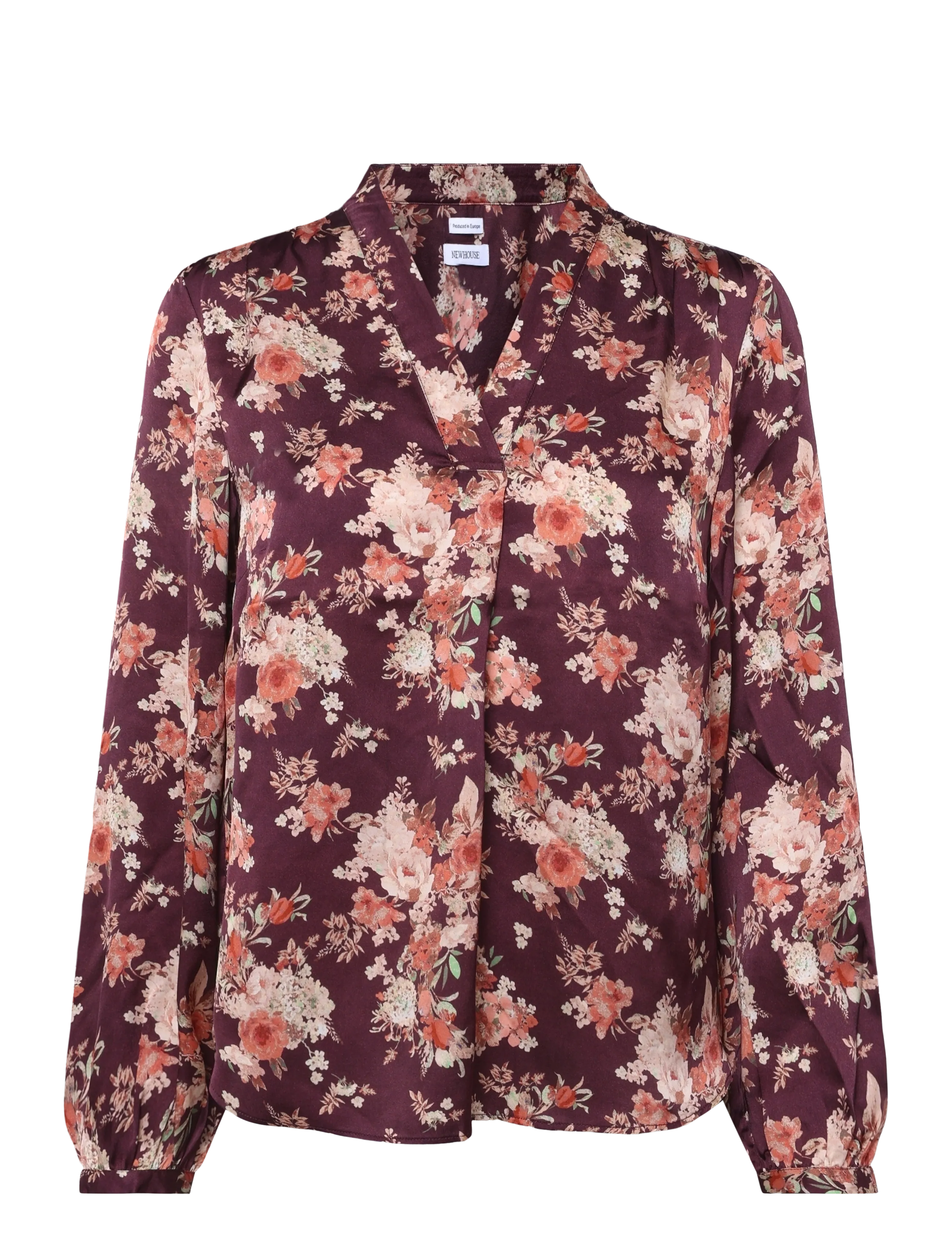 Newhouse Celina Blouse, Damen, Blumenbluse, Burgunderrot, Gr: 38