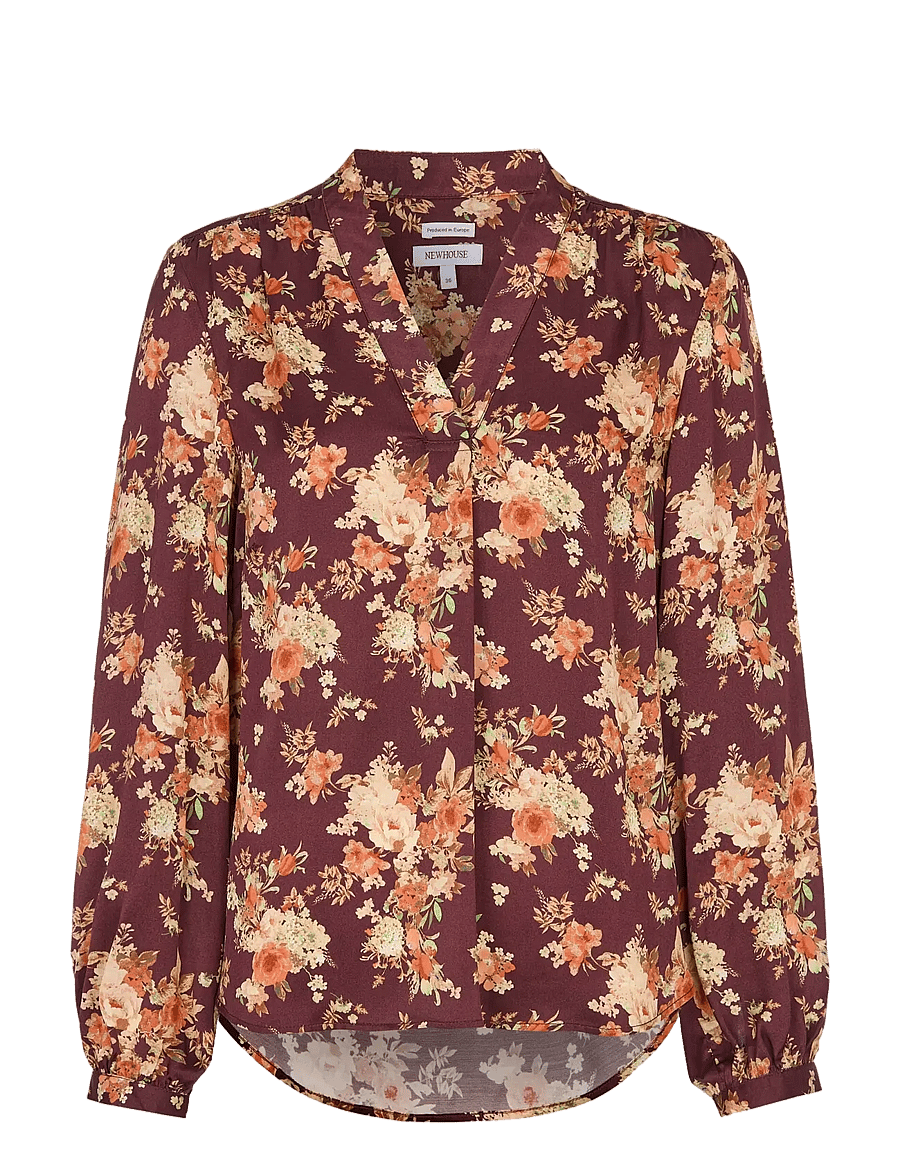 Newhouse - Celina Blouse - pikkade varrukatega pluusid - dark burgundy - 1