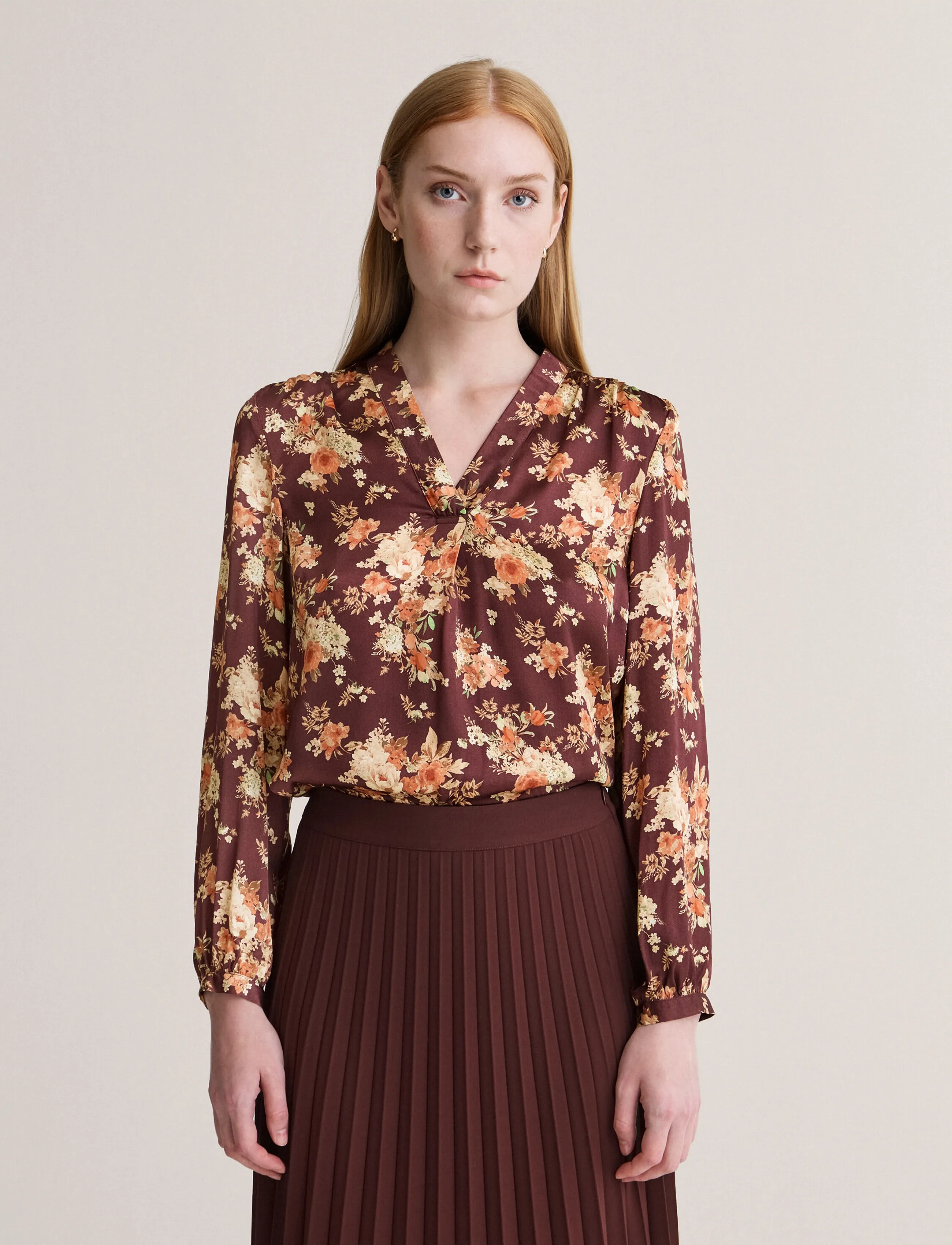 Newhouse Celina Blouse - Pluusid - DARK BURGUNDY / burgundy