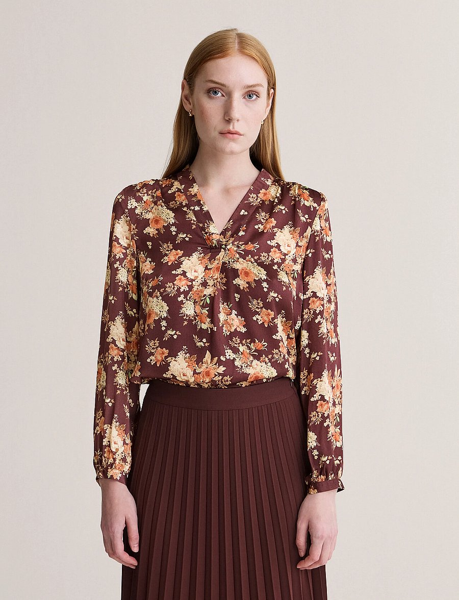 Newhouse - Celina Blouse - pikkade varrukatega pluusid - dark burgundy - 0