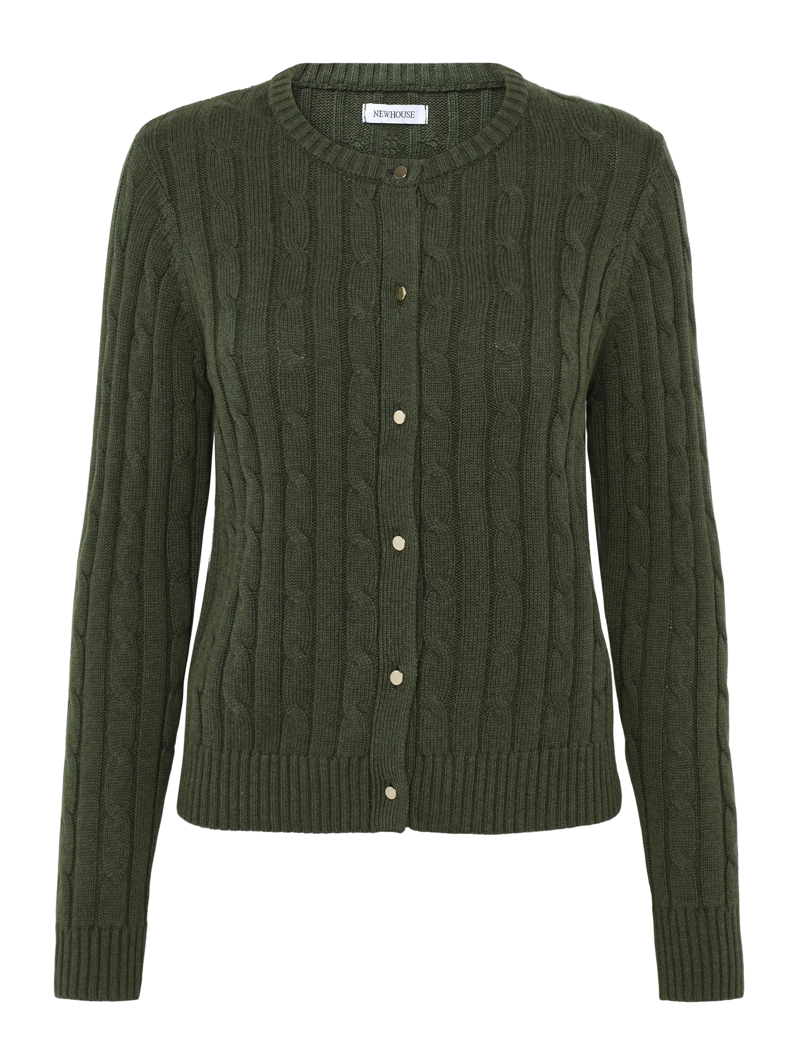 Newhouse Brittany Cardigan - Tøj - GREEN MELANGE / khaki/green