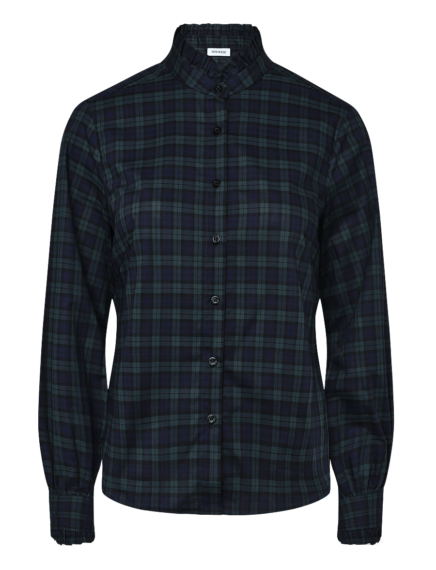 Newhouse - Florentina Blackwatch Shirt - långärmade skjortor - navy - 1