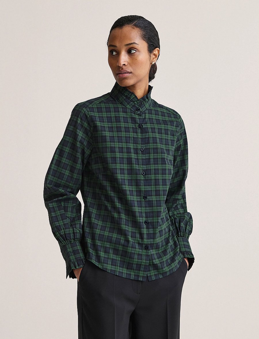 Newhouse - Florentina Blackwatch Shirt - långärmade skjortor - navy - 0