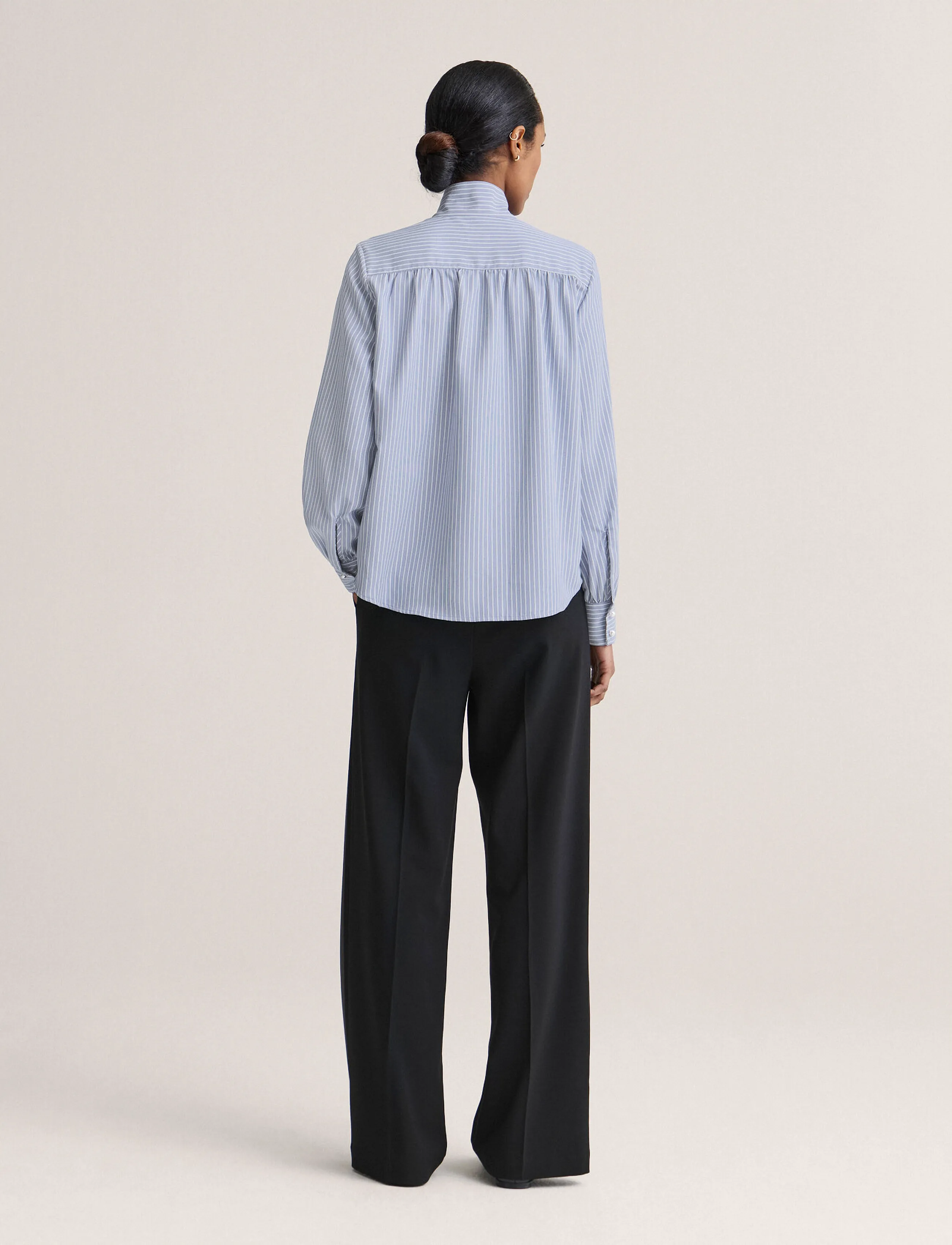 Newhouse - Minna Tie Collar Shirt - soft navy - 3