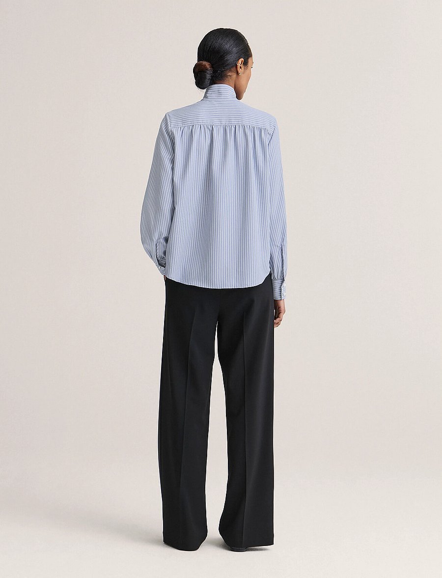 Newhouse - Minna Tie Collar Shirt - pikkade varrukatega särgid - soft navy - 3