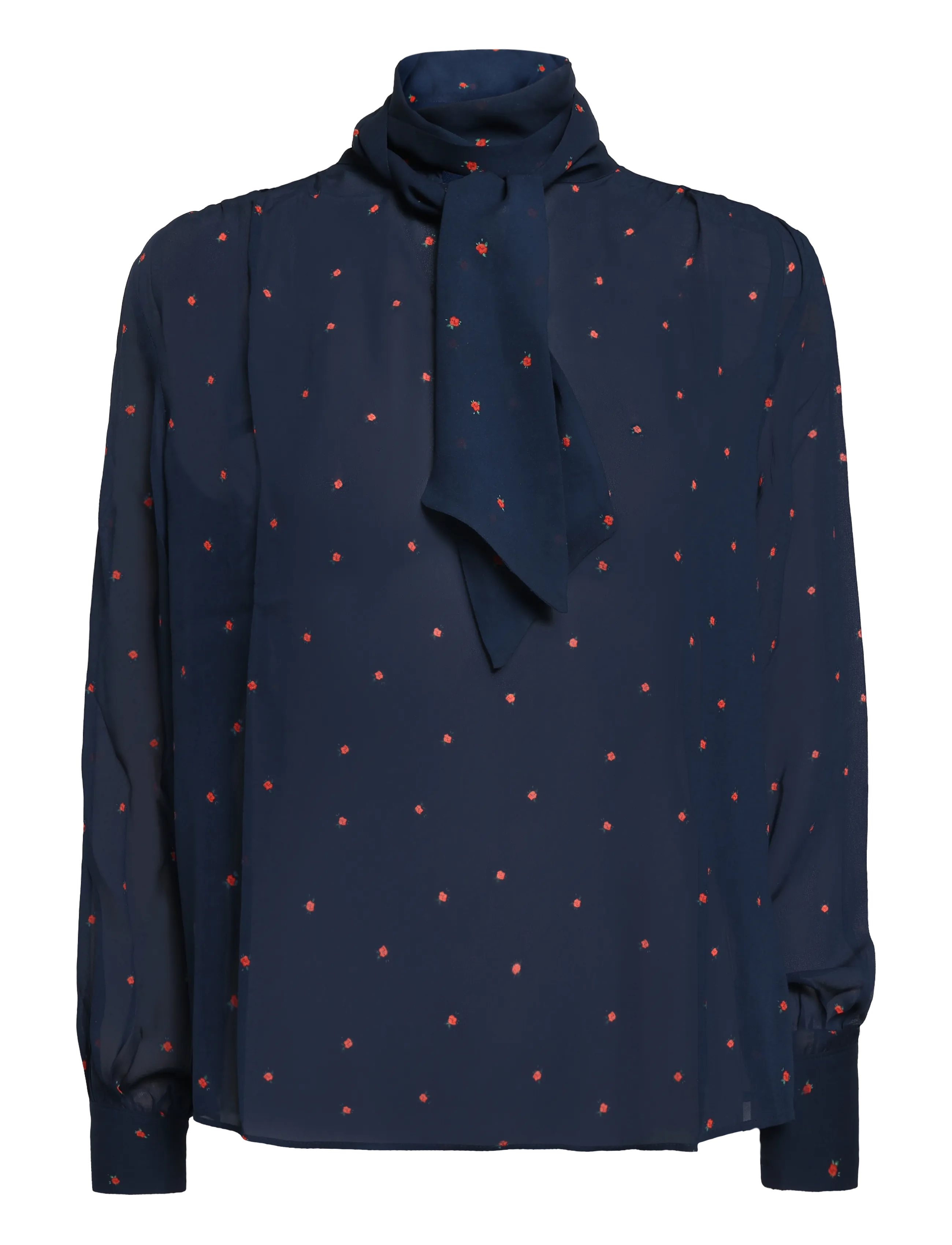 Newhouse - Rosa Chiffon Blouse - pikkade varrukatega pluusid - navy - 1