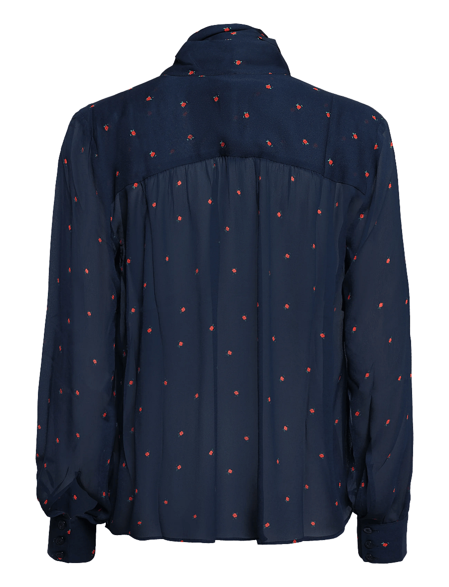 Newhouse - Rosa Chiffon Blouse - pikkade varrukatega pluusid - navy - 2