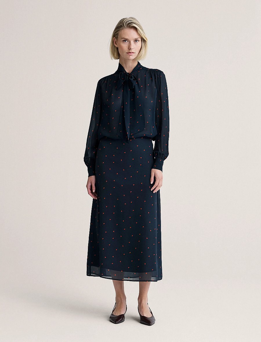 Newhouse - Rosa Chiffon Blouse - langærmede bluser - navy - 0