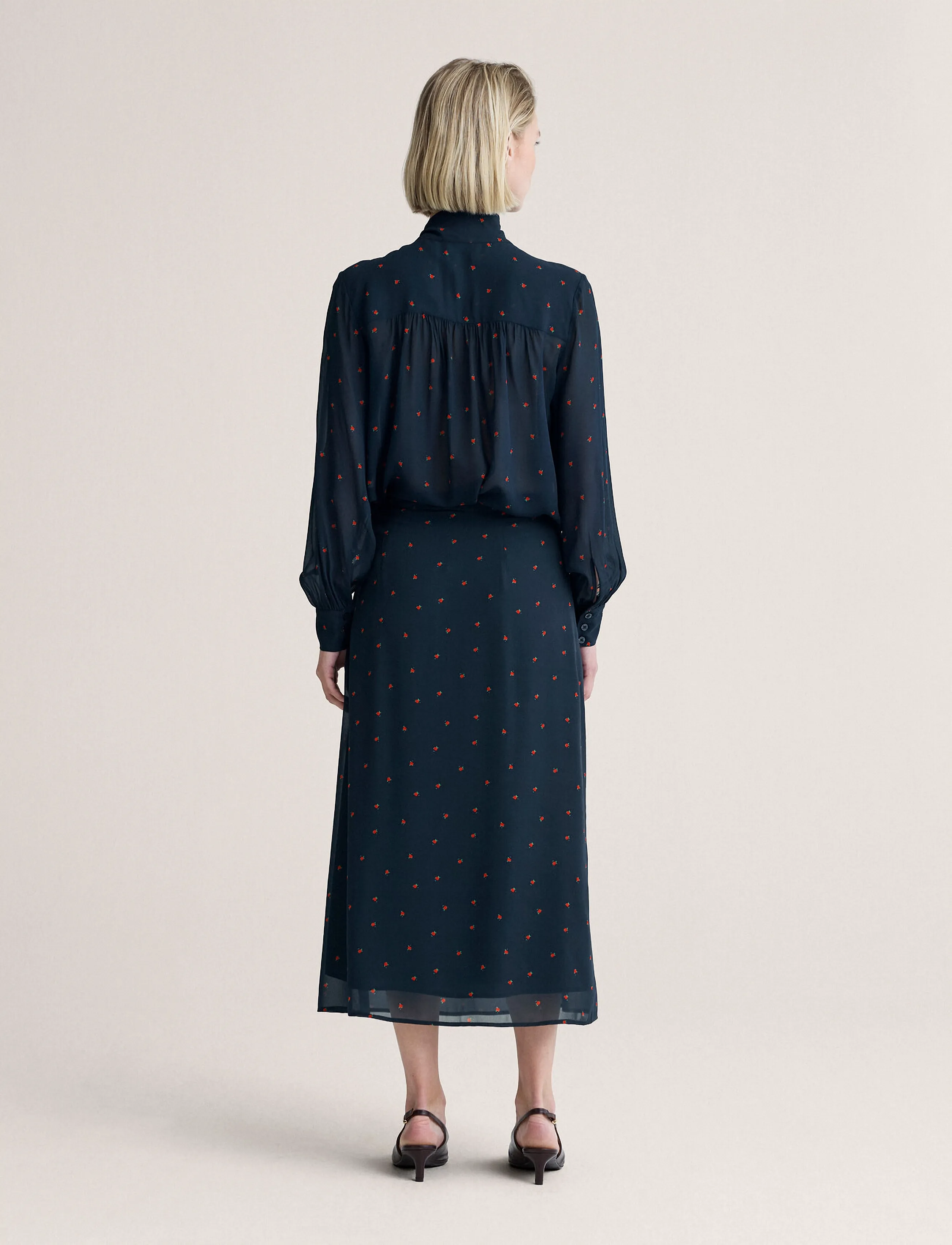 Newhouse - Rosa Chiffon Blouse - long sleeved blouses - navy - 2