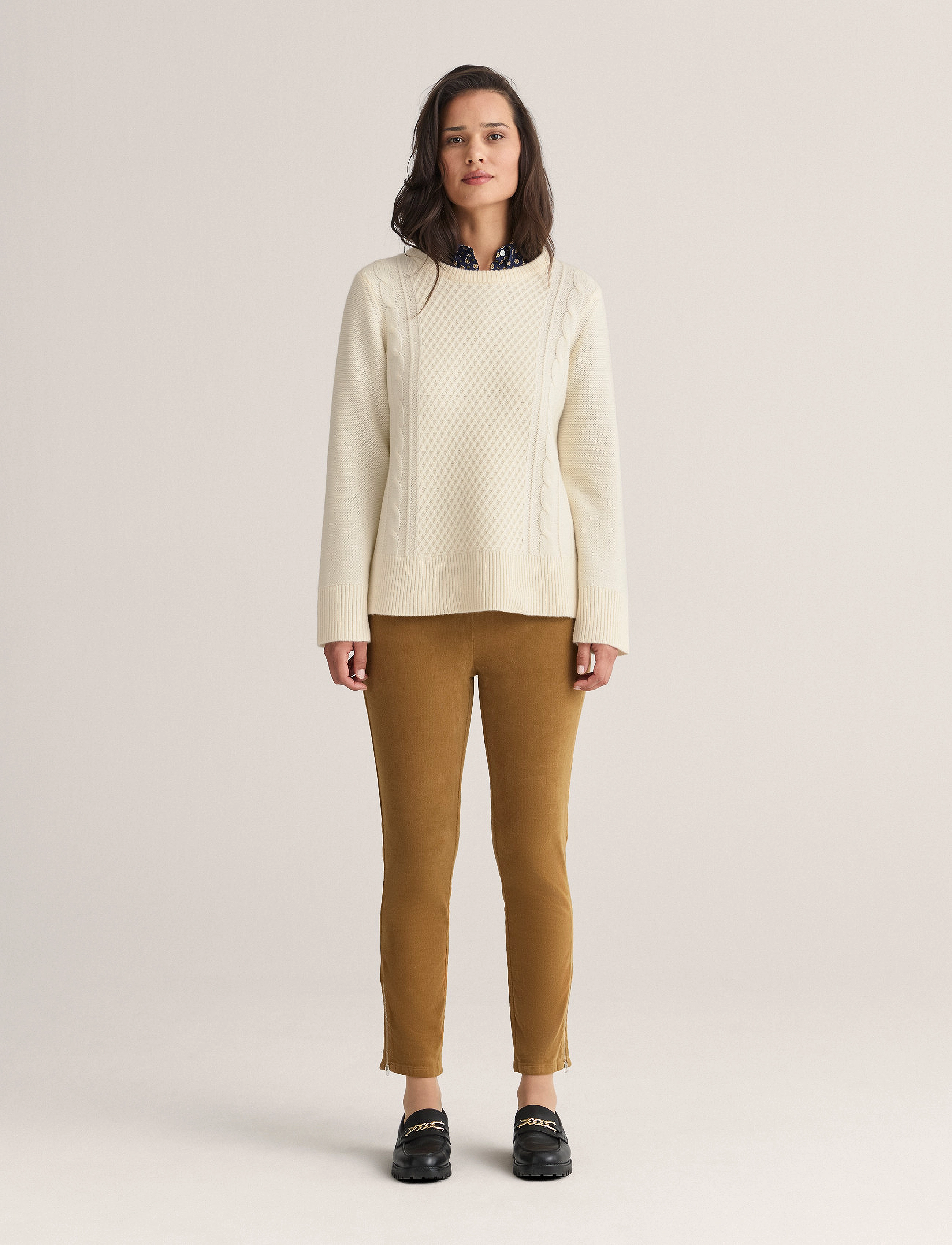 Newhouse - Caty Aran Sweater - bone - 0