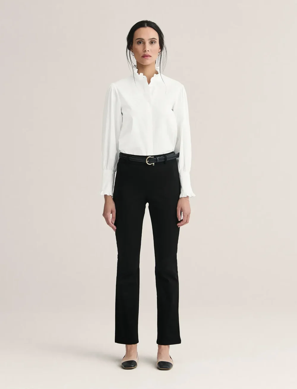 Newhouse - Milla Jazz Trousers - utsvängda byxor - black - 0